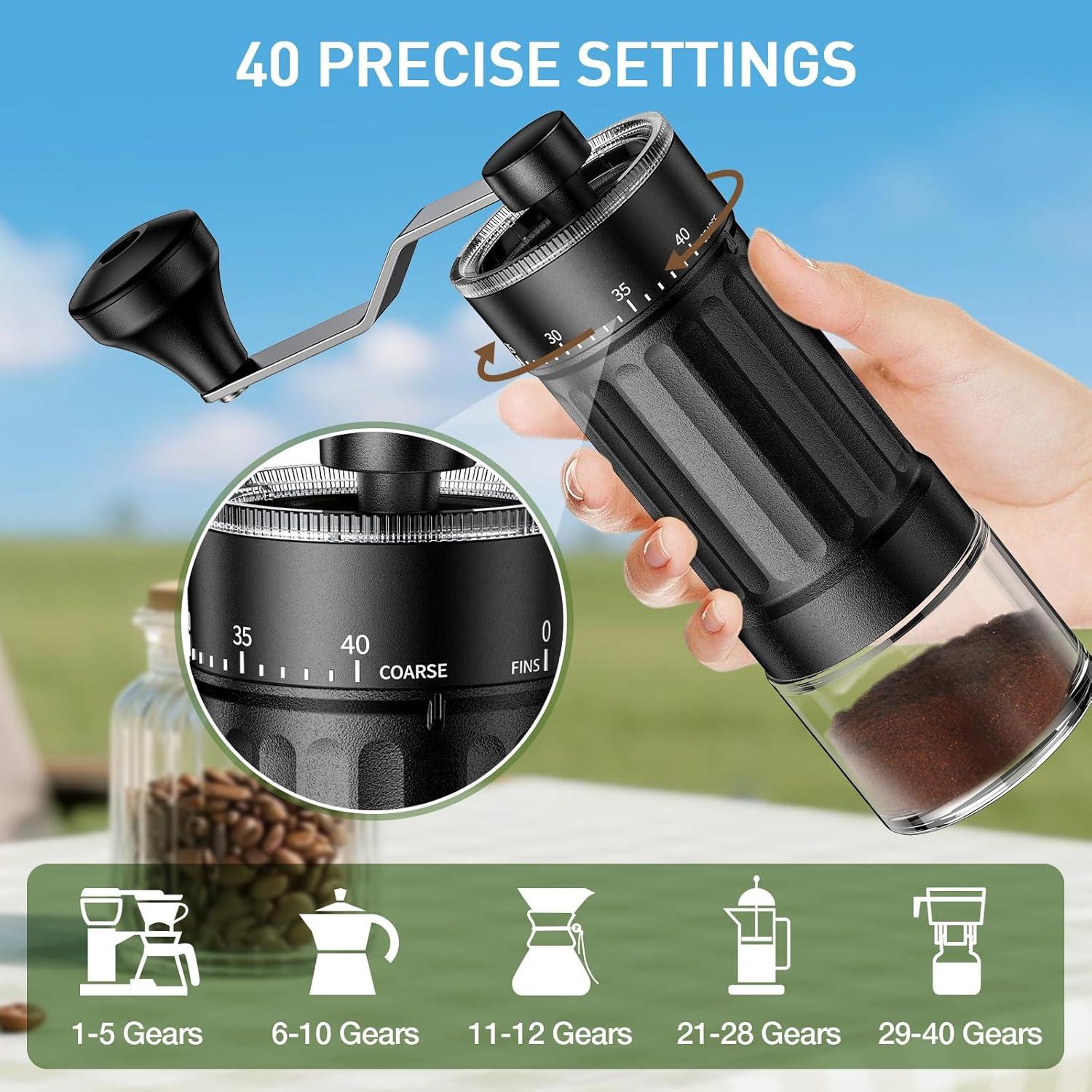 Molinillo de Café Manual CEVING MCG-01-N2, 40 Ajustes, 30g