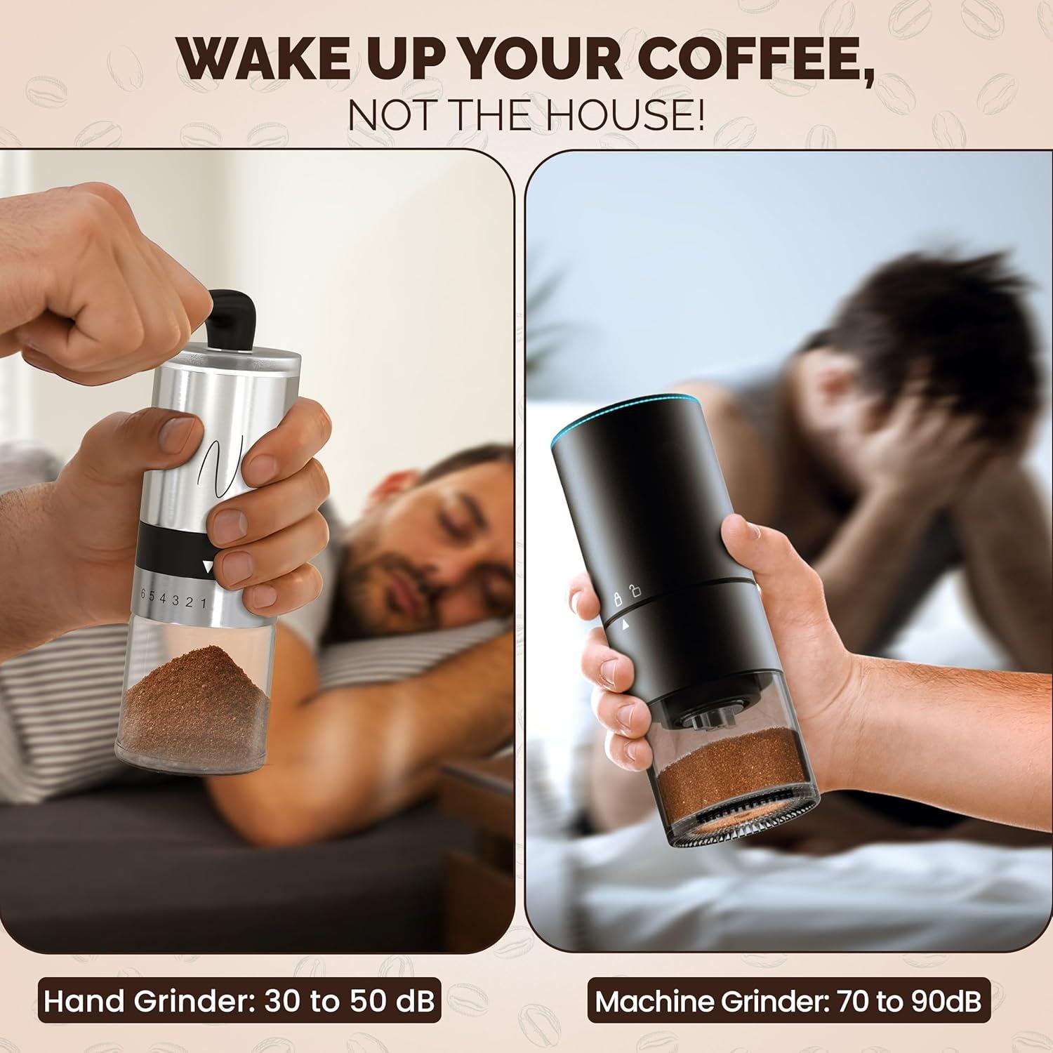 Molino de Café Manual Café Nocturno - Acero Inoxidable, 6 Niveles