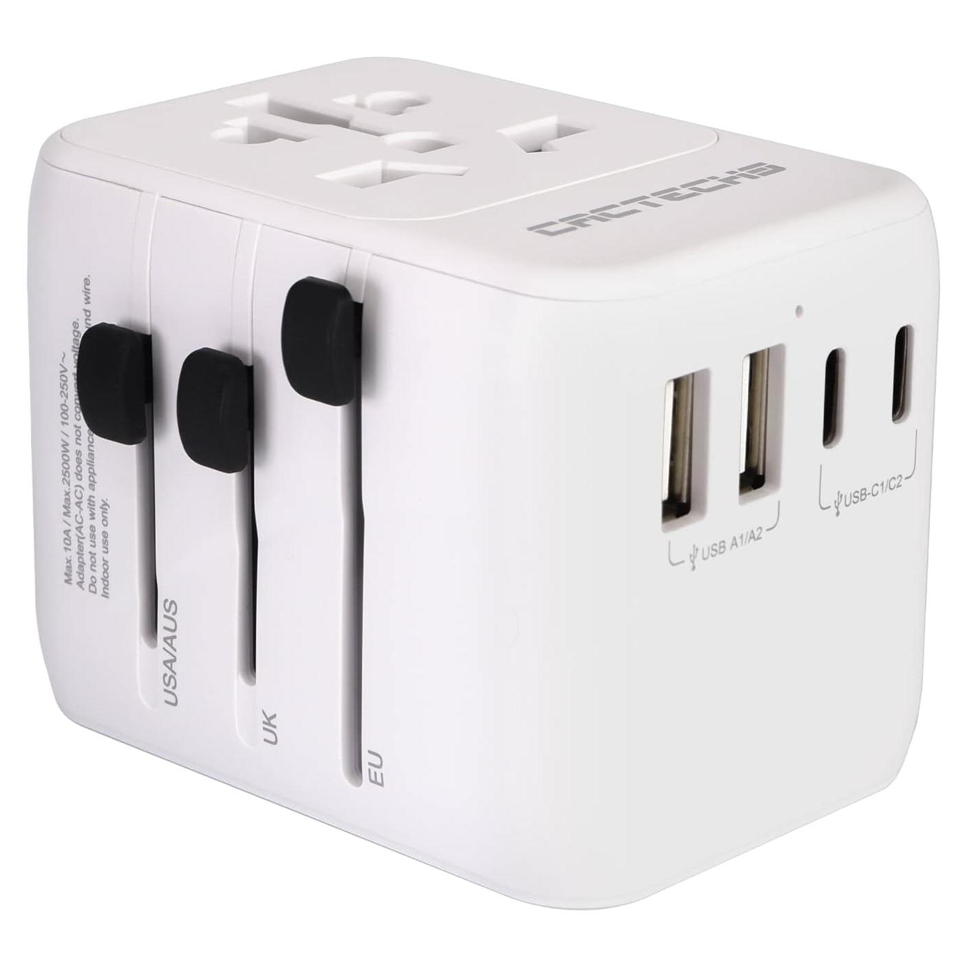 Adaptador de Enchufe Universal Cactechs C651DCPT 35W USB Blanco