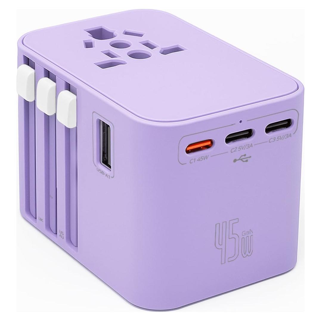 Adaptador de Viaje Universal LWAY 45W con 5 Puertos USB - Púrpura
