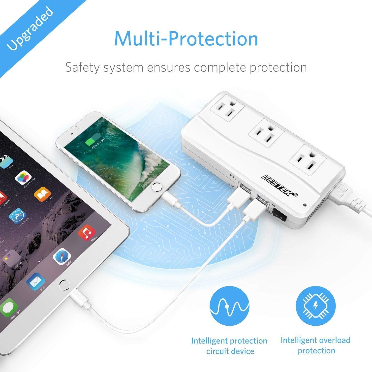 Adaptador de Viaje Universal BESTEK 220V a 110V 4 Puertos USB