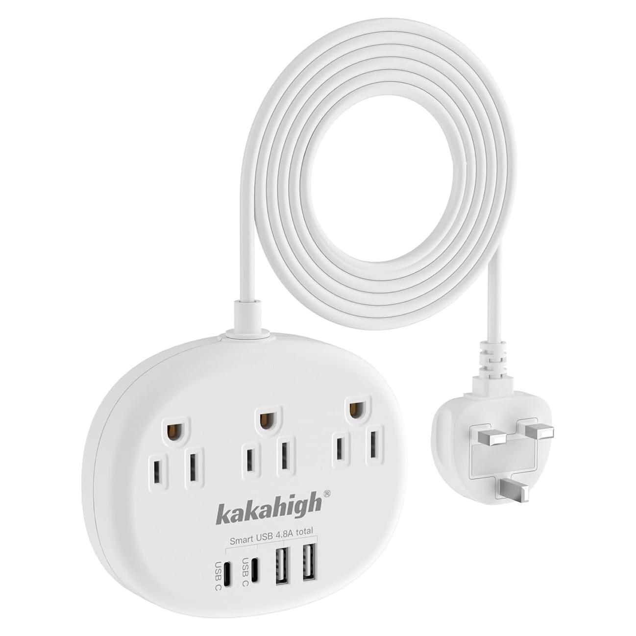 Adaptador de Enchufe de Viaje KAKAHIGH Reino Unido 7 en 1 USB