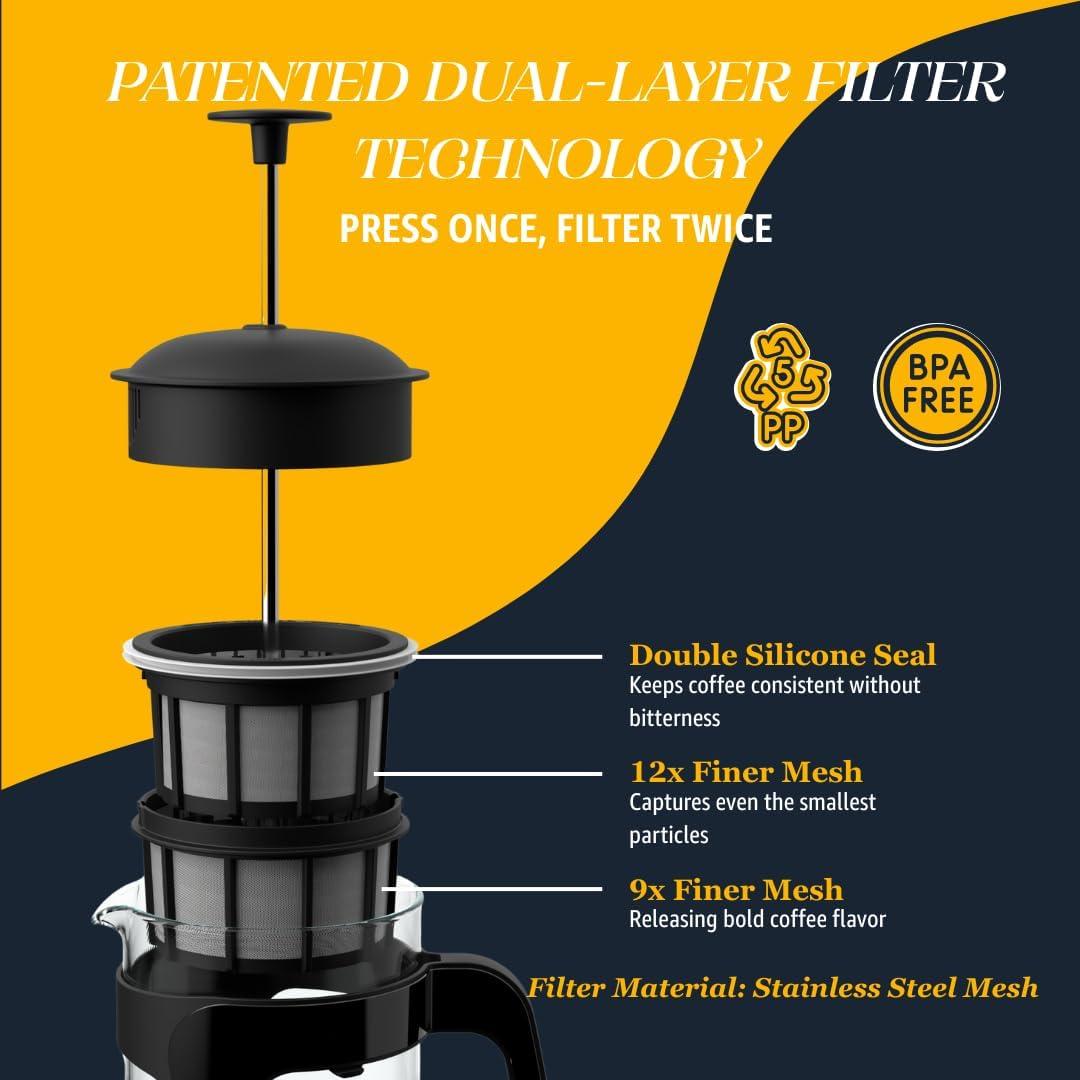 Cafetera Prensa Francesa ESPRO P3 0.95 L Filtro Doble Sin Sedimentos