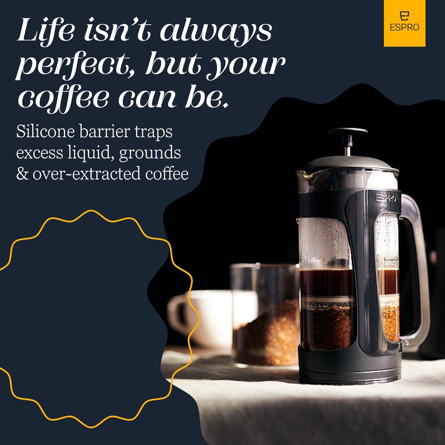 Cafetera Prensa Francesa ESPRO P3 0.95 L Filtro Doble Sin Sedimentos