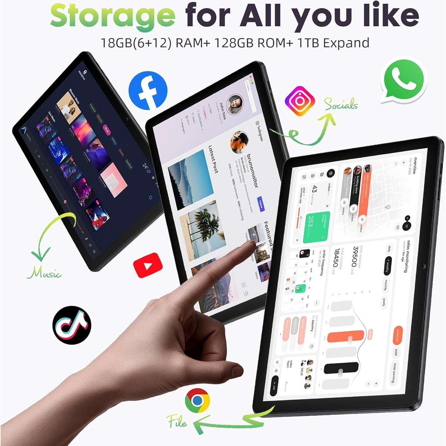 Tablet Android 15 MENTUME K70 10.1" Octa-Core 18GB RAM 128GB