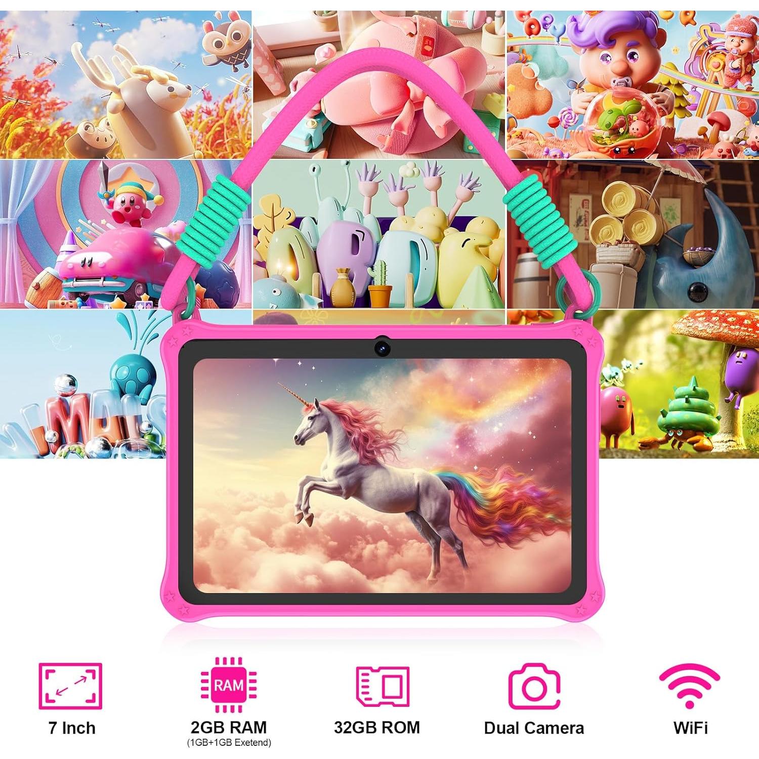 Tablet para Niños PRITOM K7 Rosa 7" 32GB Android 13 WiFi