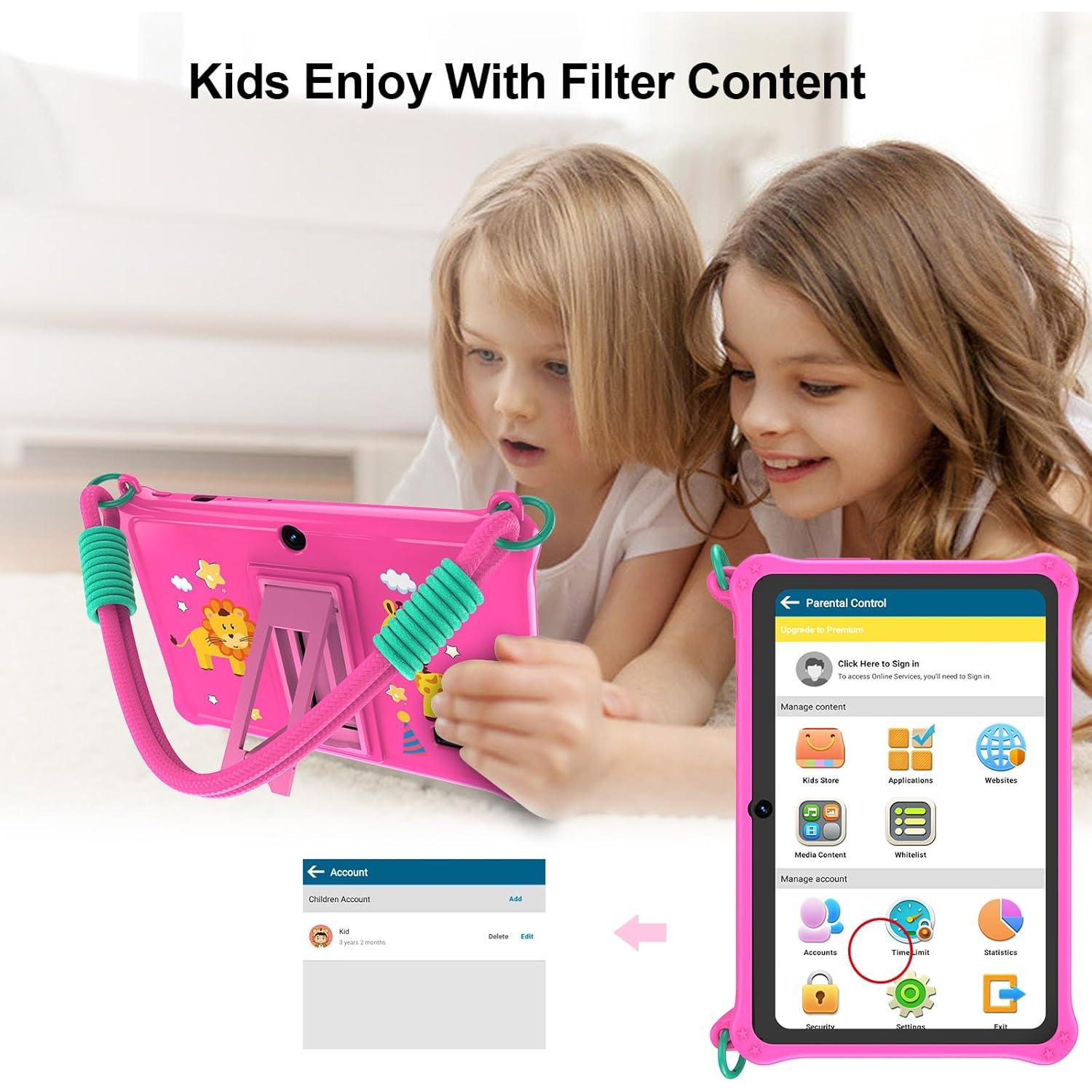 Tablet para Niños PRITOM K7 Rosa 7" 32GB Android 13 WiFi