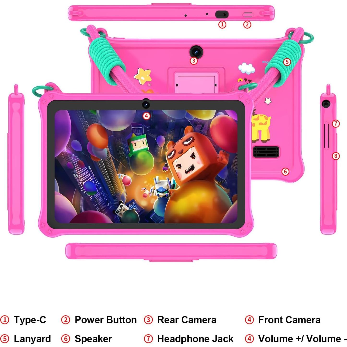 Tablet para Niños PRITOM K7 Rosa 7" 32GB Android 13 WiFi