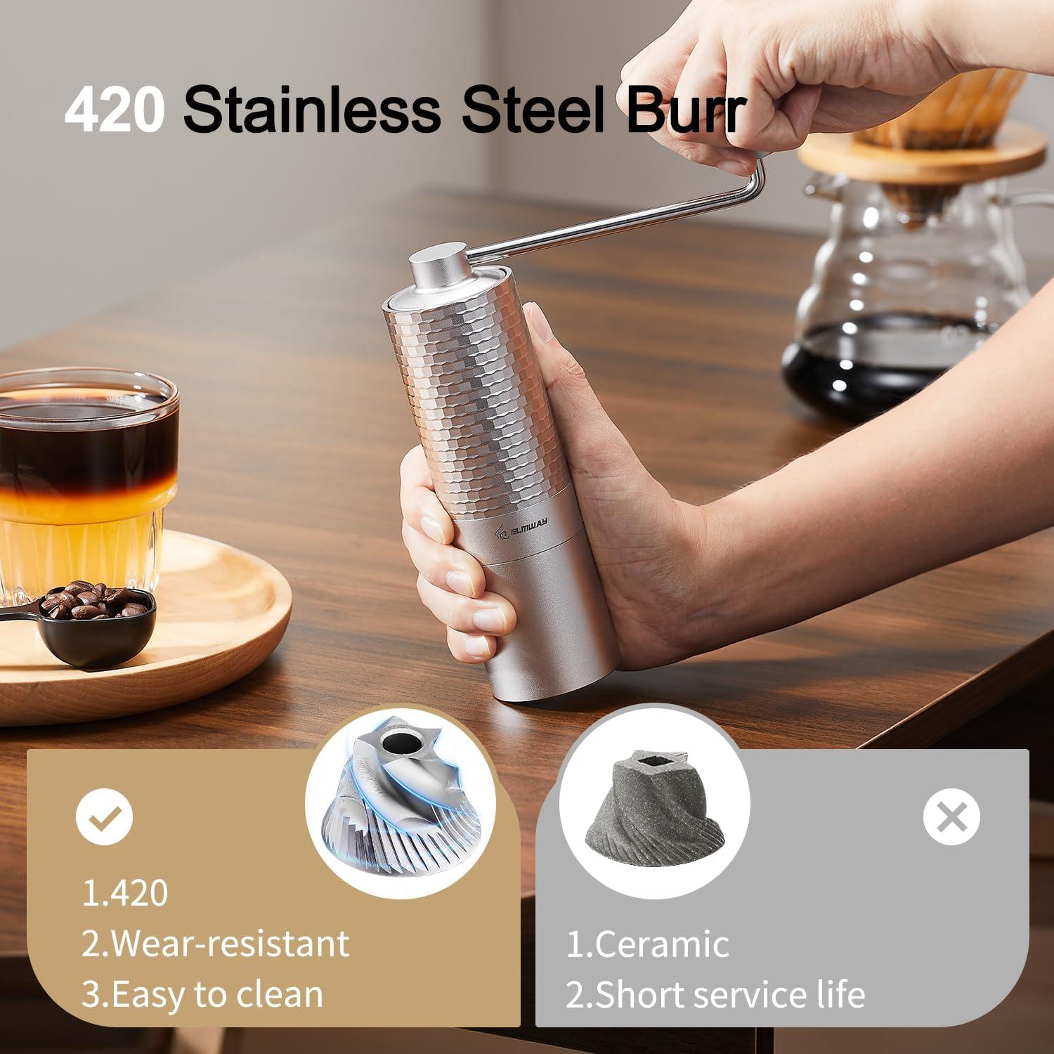 Molino de Café Manual ELMWAY Acero Inoxidable 25g Portátil