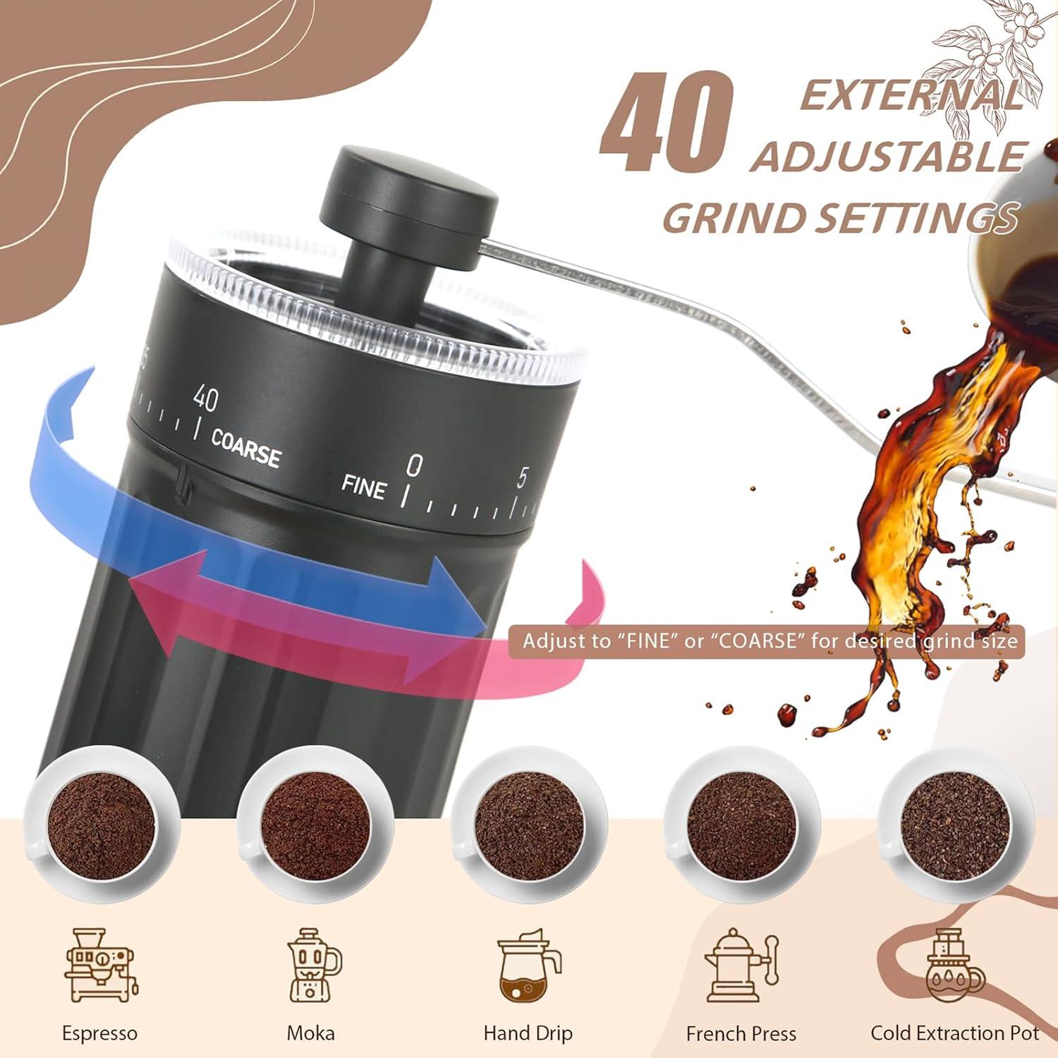 Molino de Café Manual EZLucky 30g, 40 Ajustes, Cerámica