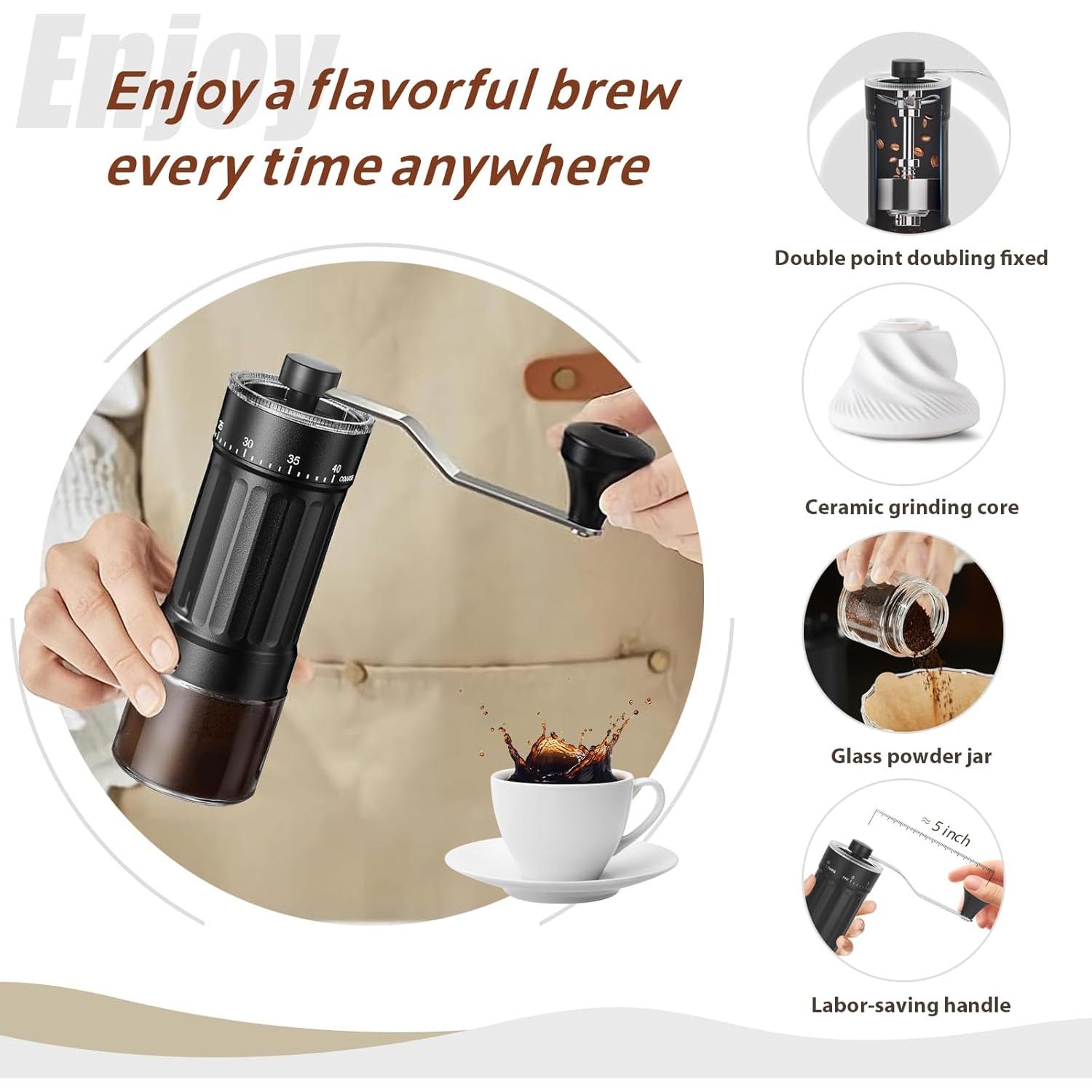 Molino de Café Manual EZLucky 30g, 40 Ajustes, Cerámica