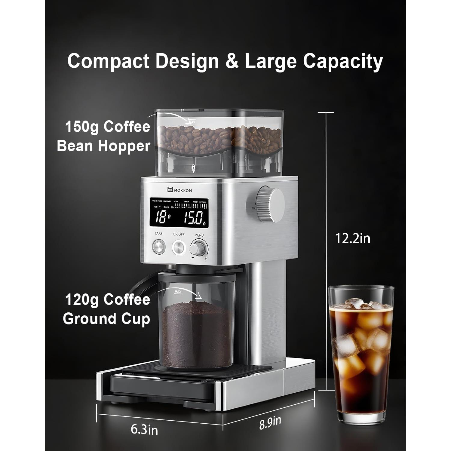 Molinillo de Café MOKKOM con Escala Bluetooth y 31 Configuraciones