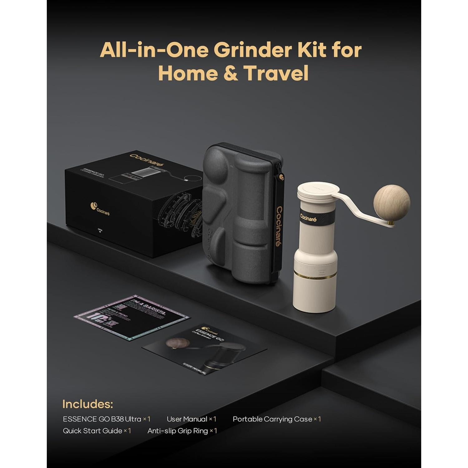 Molinillo de Café Manual Cocinare B38 Ultra - 30g, Blanco Vintage