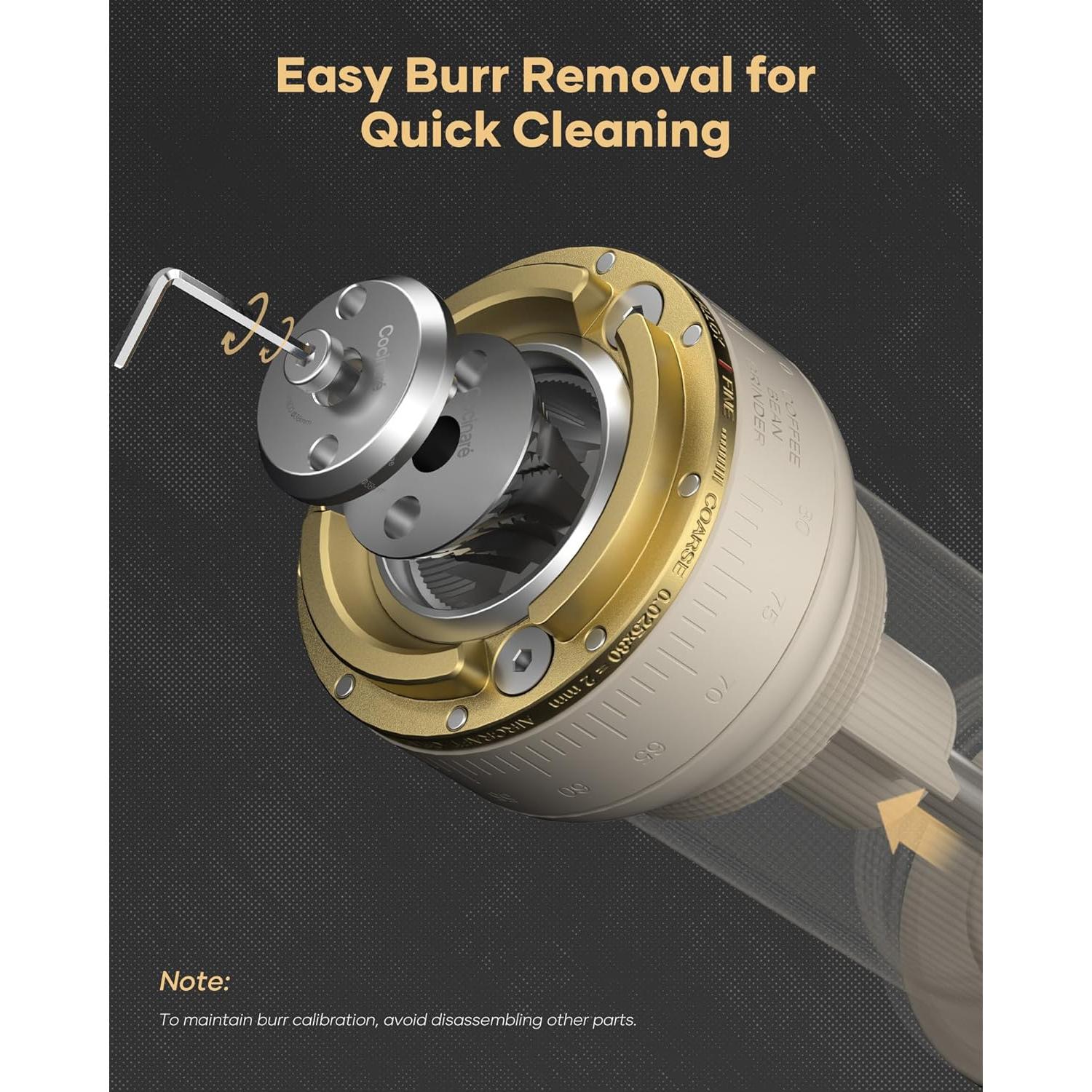 Molinillo de Café Manual Cocinare B38 Ultra - 30g, Blanco Vintage