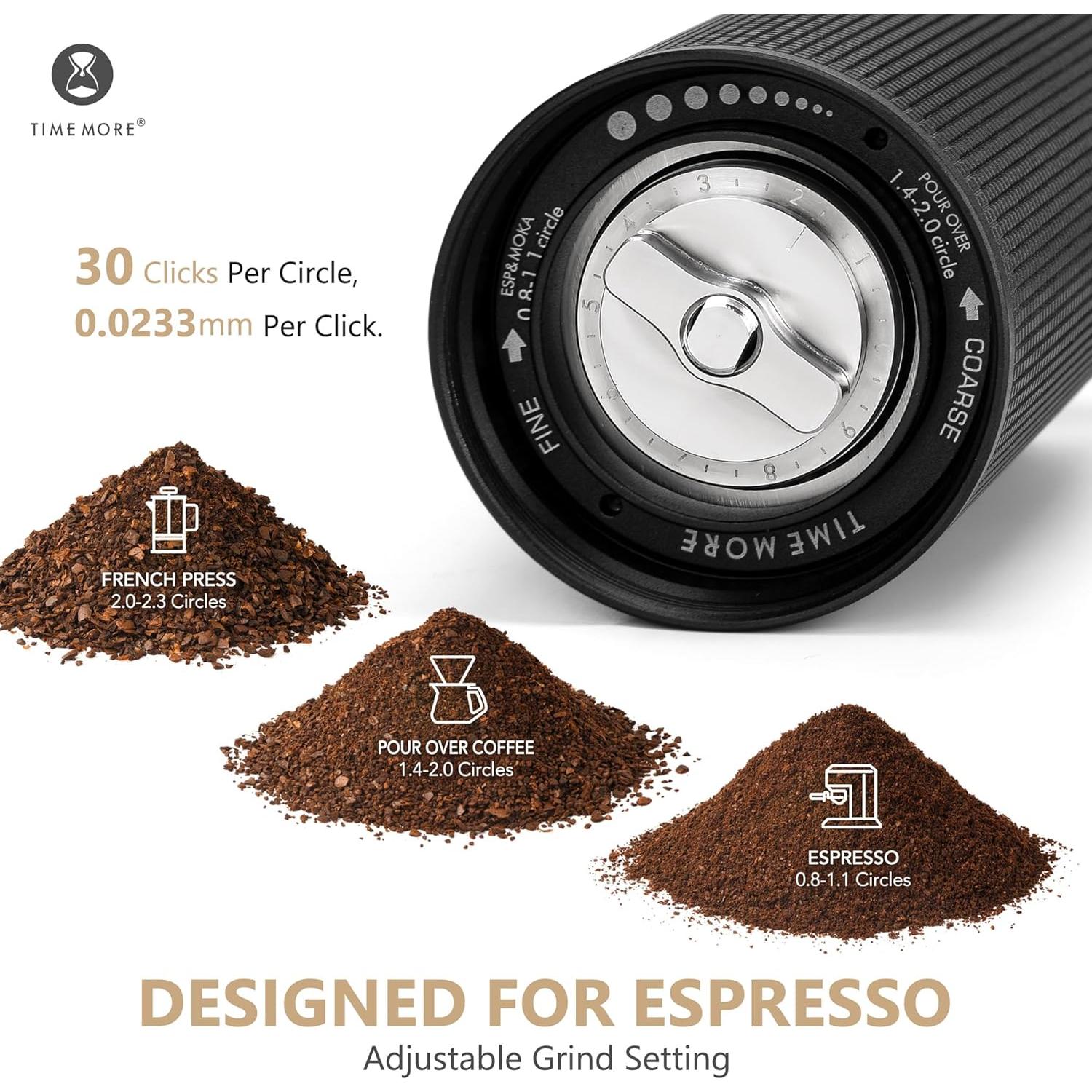 Molinillo de Café Manual TIMEMORE Chestnut C3 ESP Pro - Negro, Acero Inoxidable, Molienda Ajustable