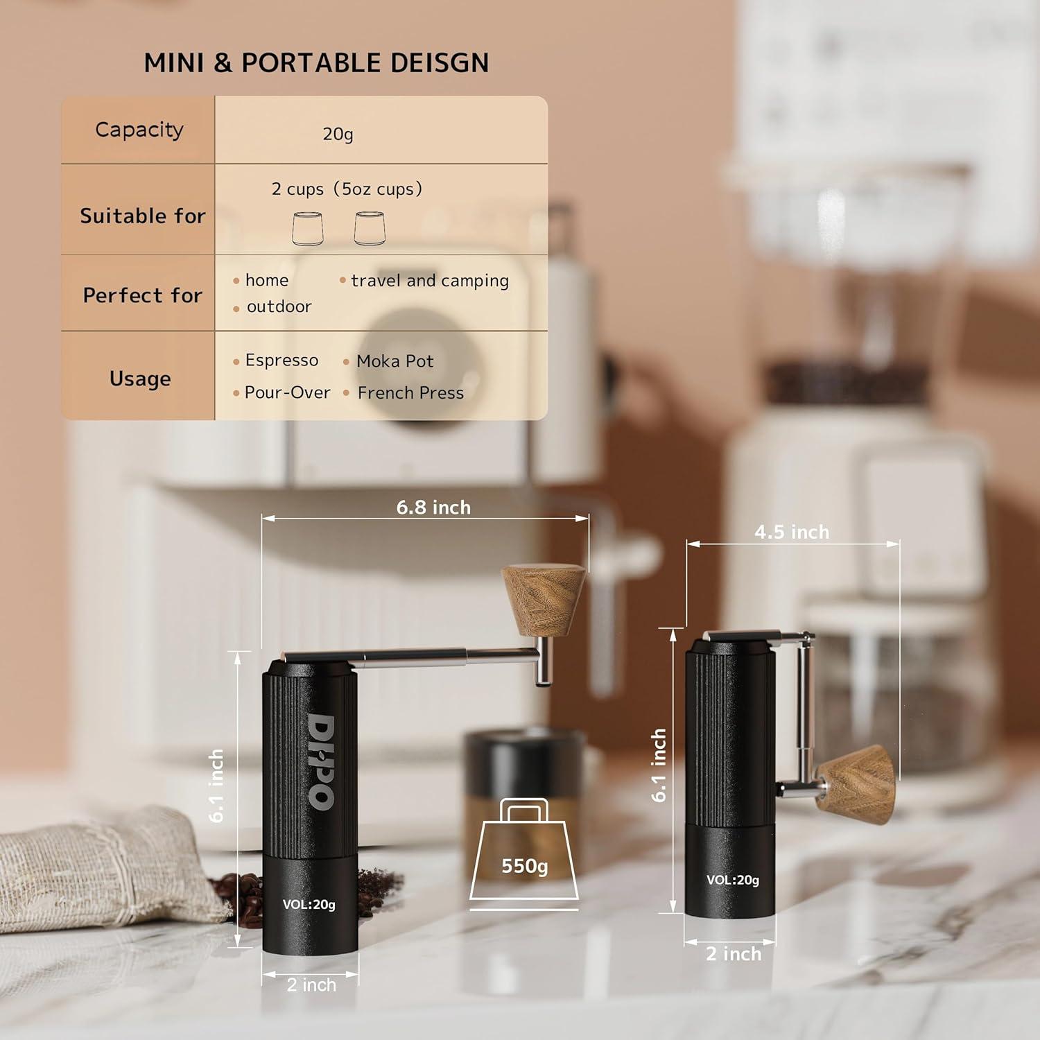 Molino de Café Manual DHPO CH20-01A Plegable Acero Inoxidable