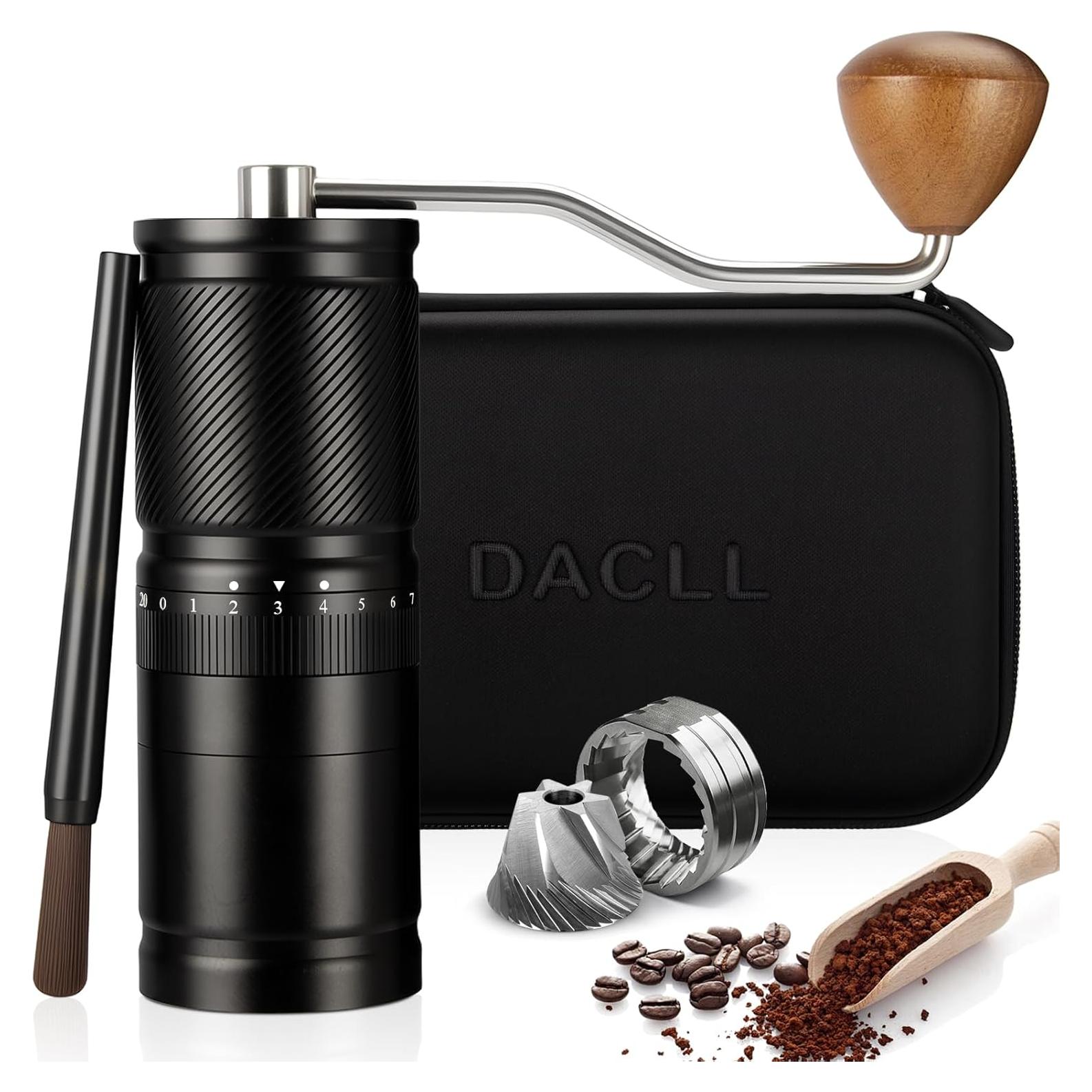 Molino de café manual DACLL negro, 30g, muelas de acero inoxidable