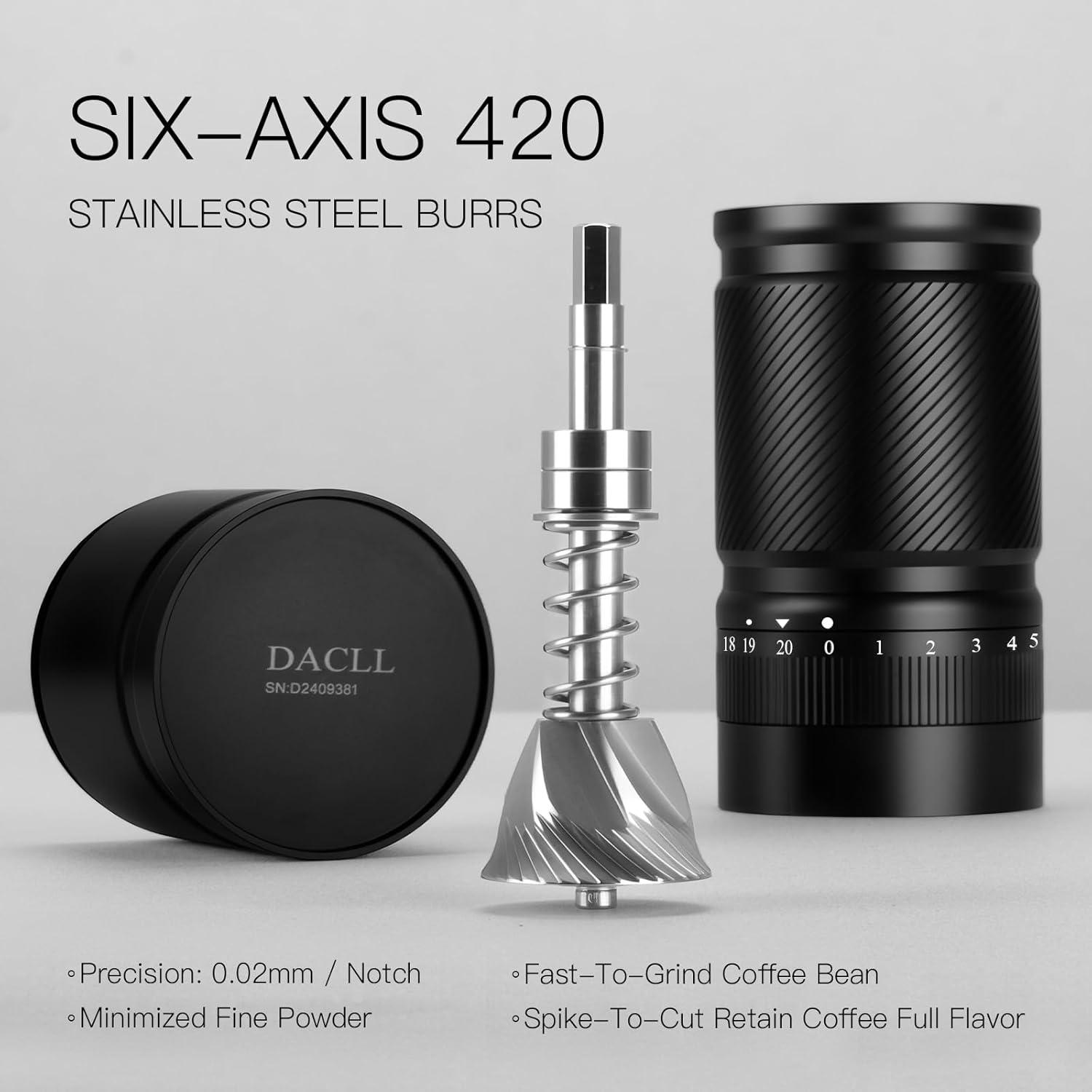 Molino de café manual DACLL negro, 30g, muelas de acero inoxidable