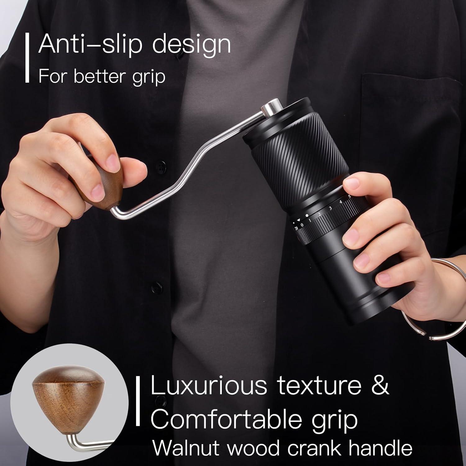 Molino de café manual DACLL negro, 30g, muelas de acero inoxidable