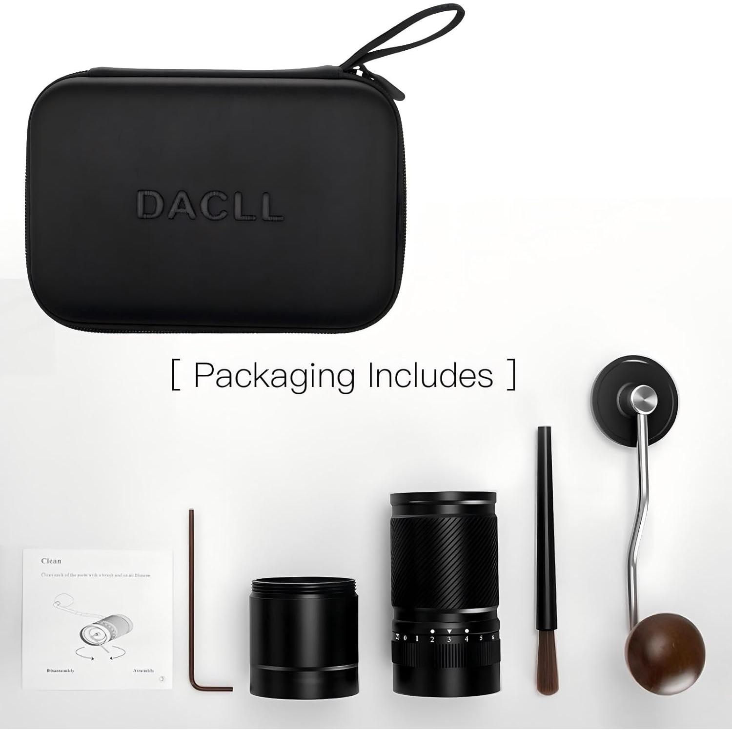 Molino de café manual DACLL negro, 30g, muelas de acero inoxidable