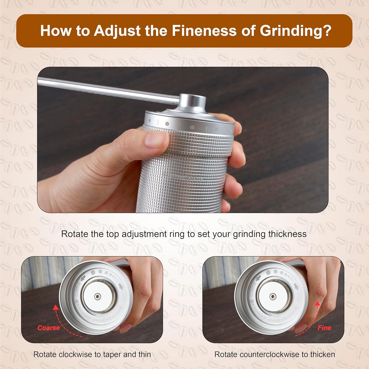 Molinillo de Café Manual NewlukPro M7 35g Aluminio Plateado