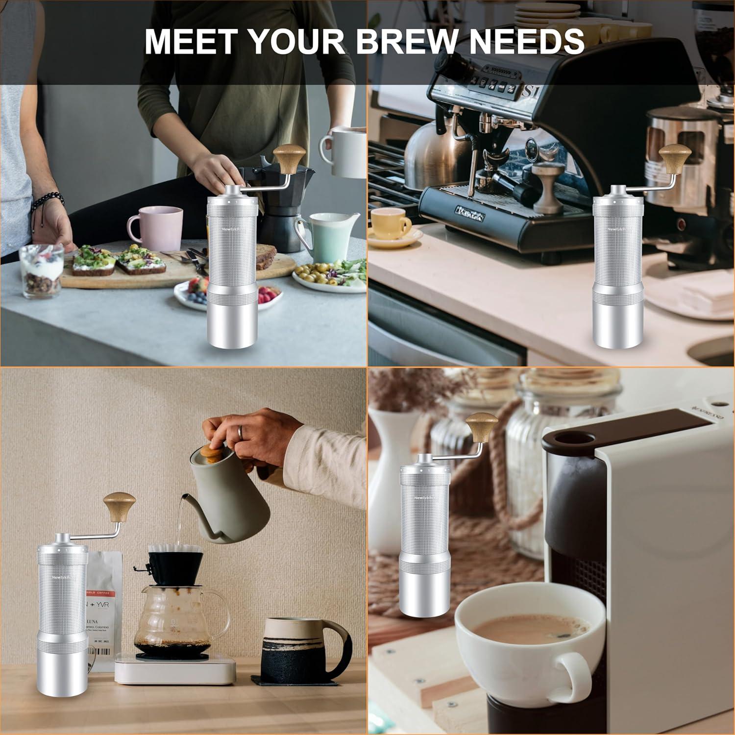 Molinillo de Café Manual NewlukPro M7 35g Aluminio Plateado