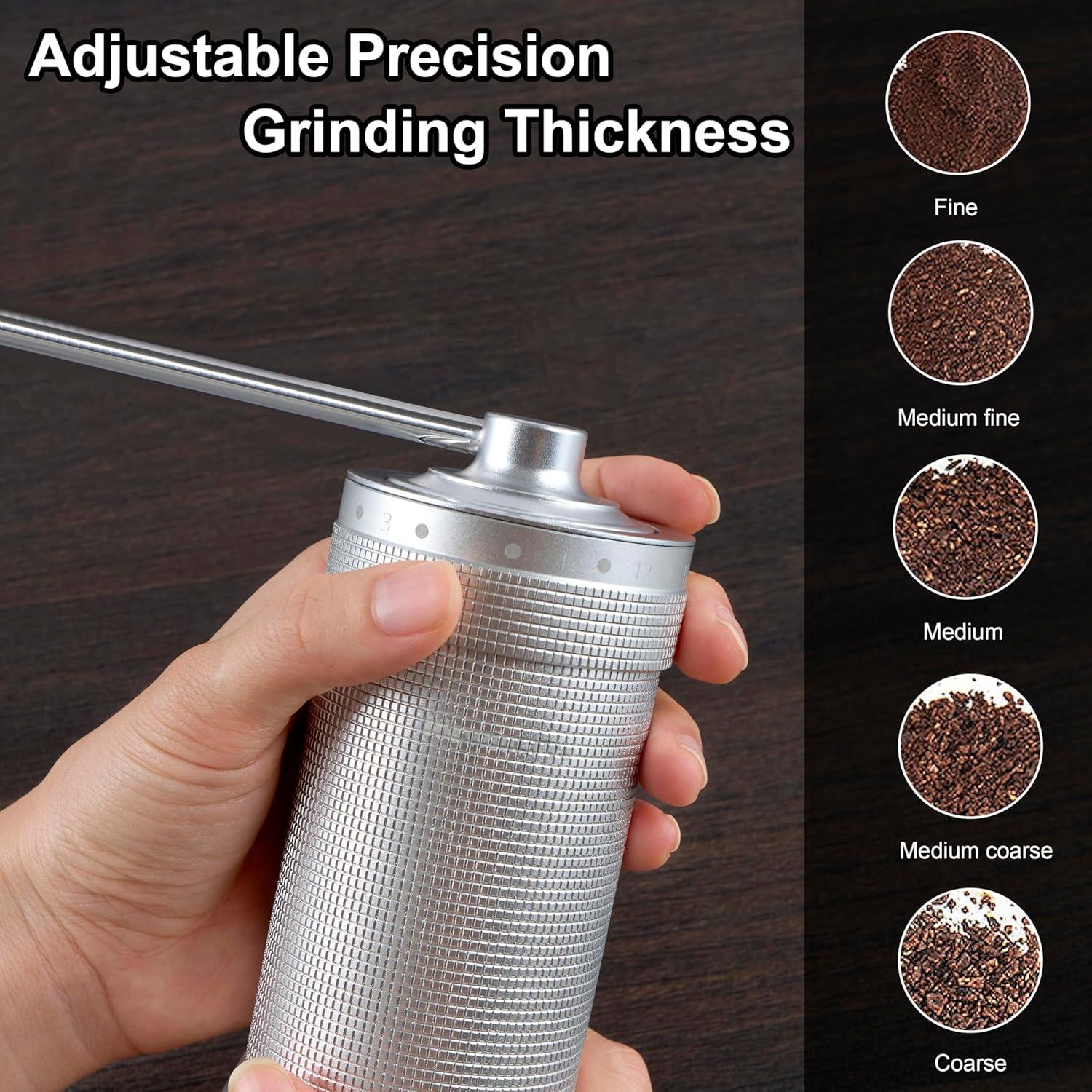 Molinillo de Café Manual NewlukPro M7 35g Aluminio Plateado