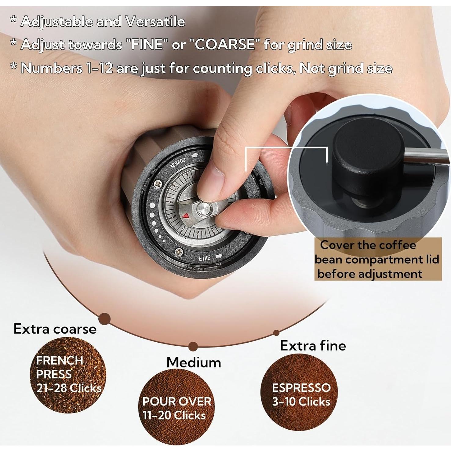 Molino de Café Manual CHDEXU 25g Acero Inoxidable Ajustable