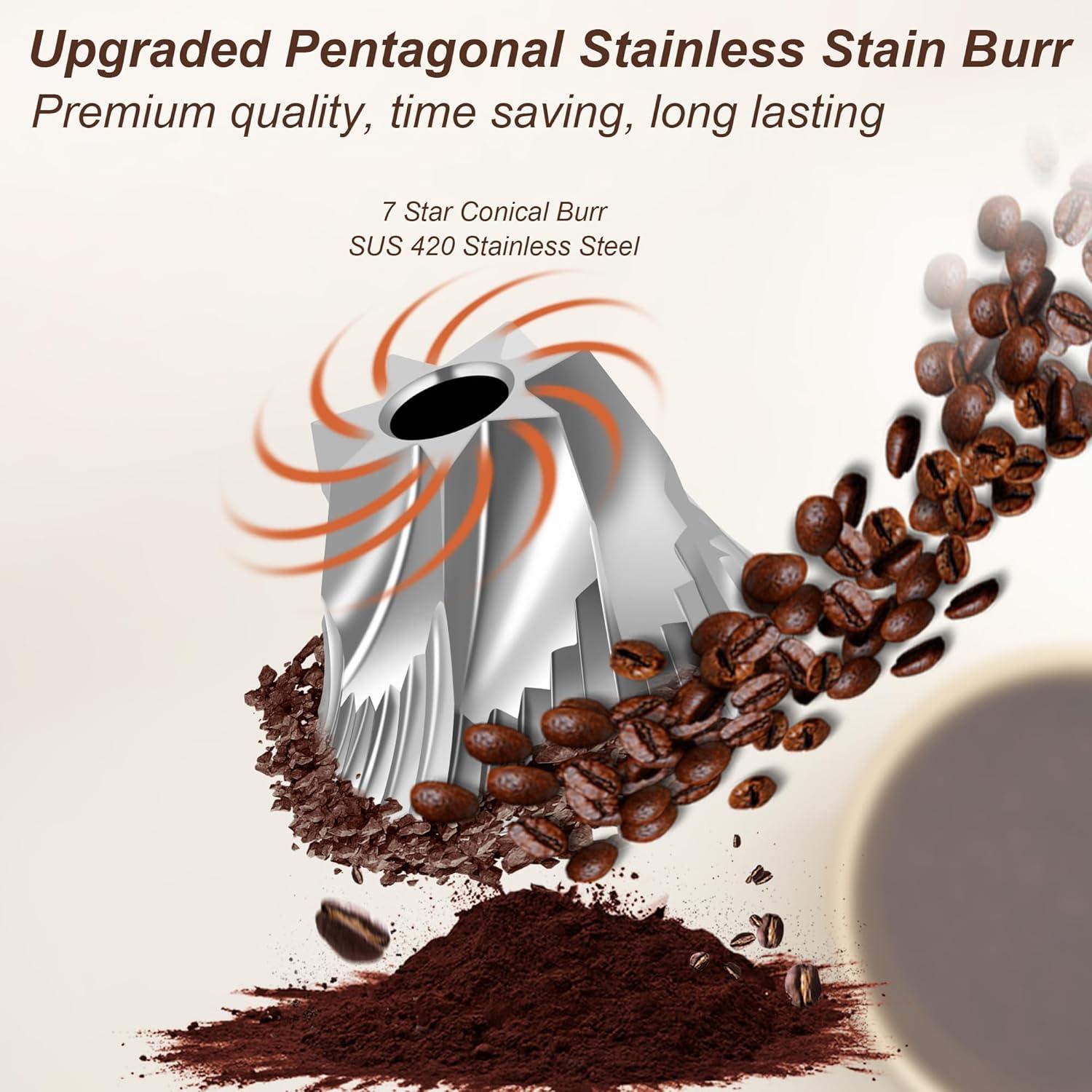 Molino de café manual Tengfy con 120 ajustes, 28g