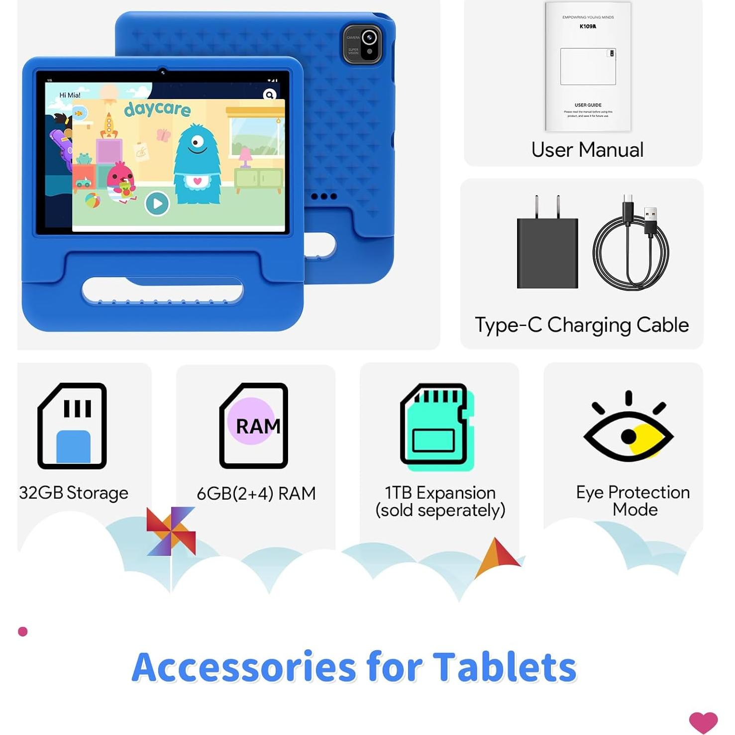 Tableta Infantil CFVOCUY 10.1" Quad-Core 32GB Azul
