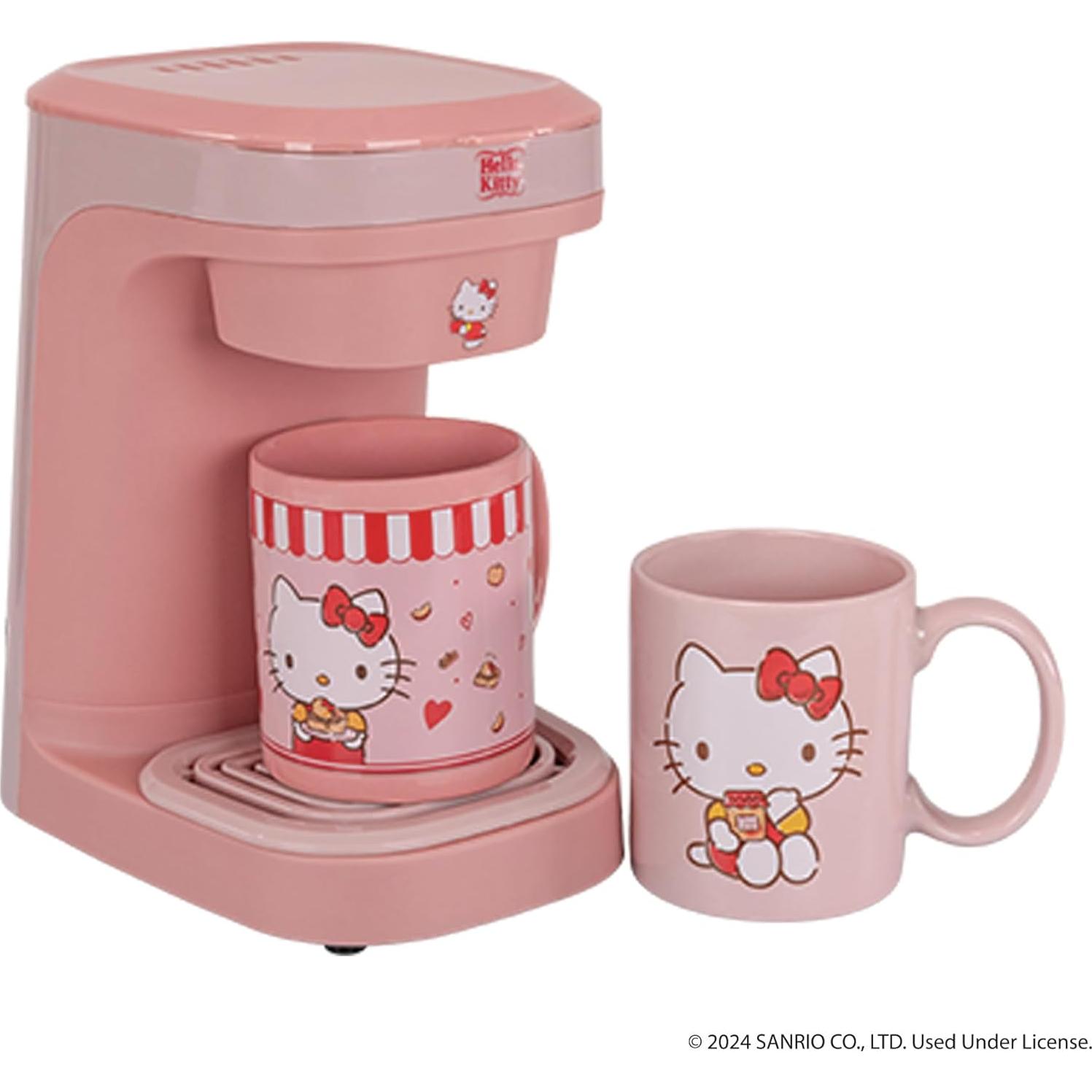 Cafetera de una taza Hello Kitty Uncanny Brands con 2 tazas