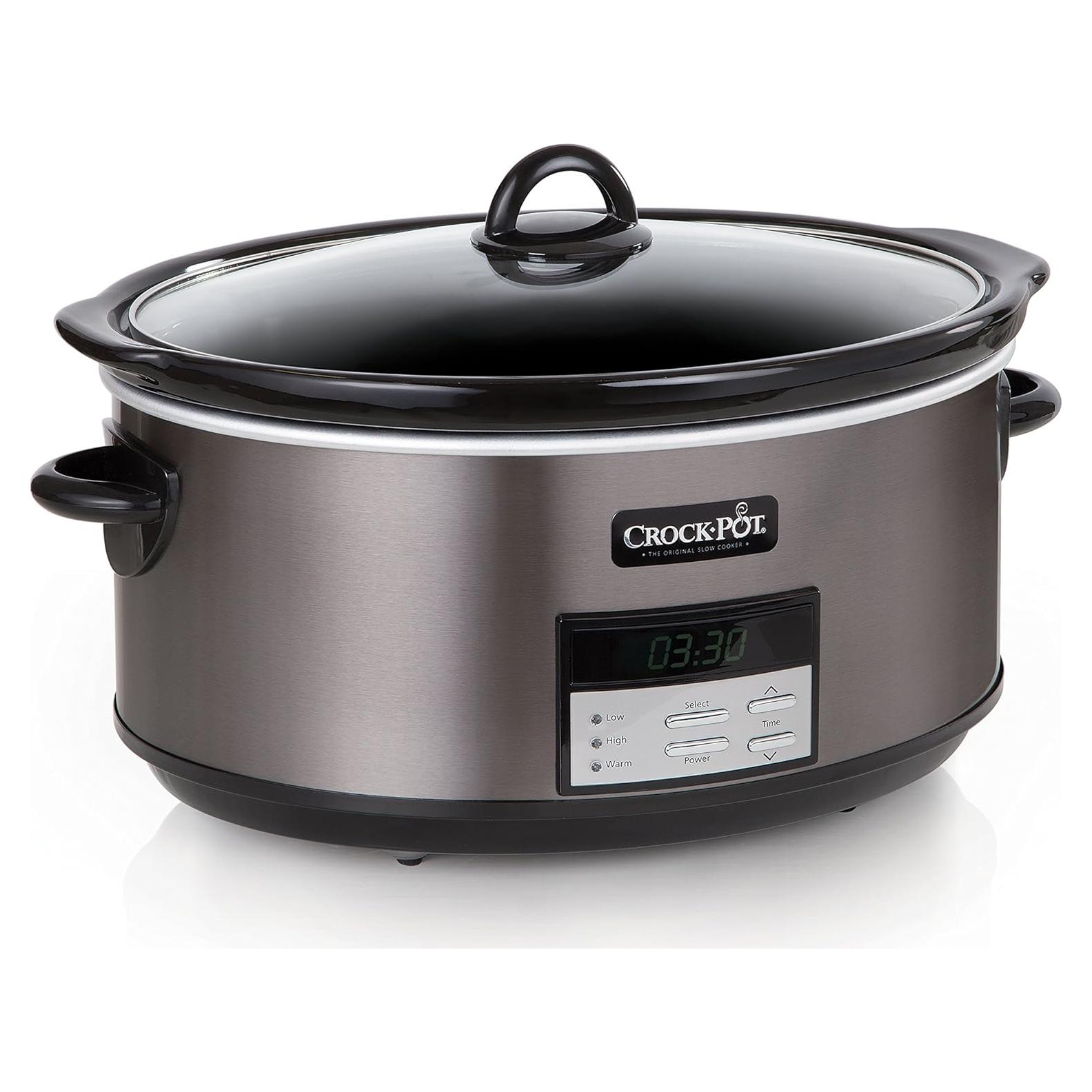 Olla de Cocción Lenta Crock-Pot 8 Cuartos Acero Inoxidable Negro
