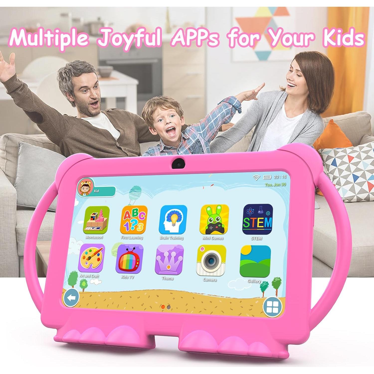 Tableta para Niños WUIUHOU 7" Android 12 32GB Rosa