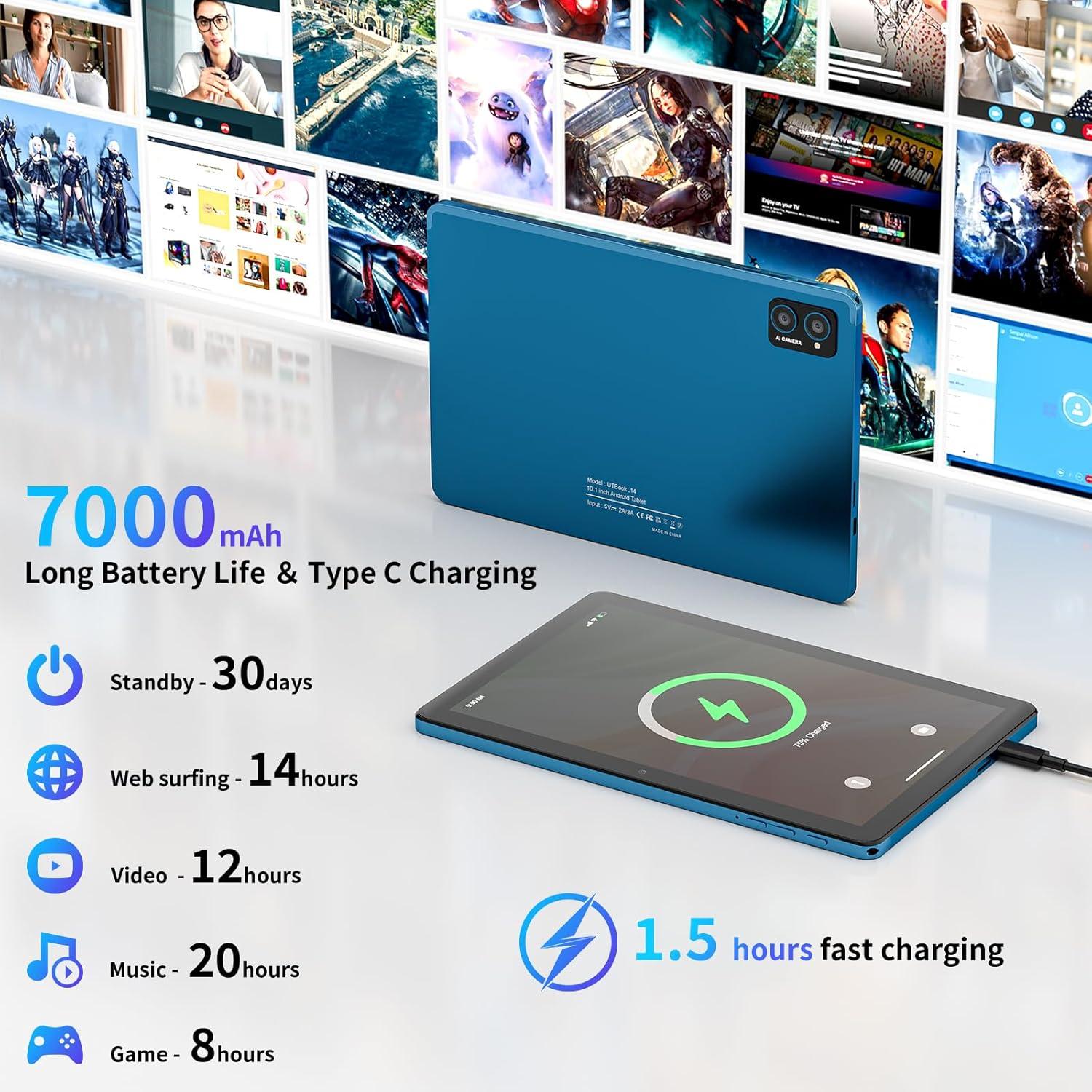 Tableta Android 10.1 TabneraX UTbook, 8GB RAM, 64GB, IPS HD