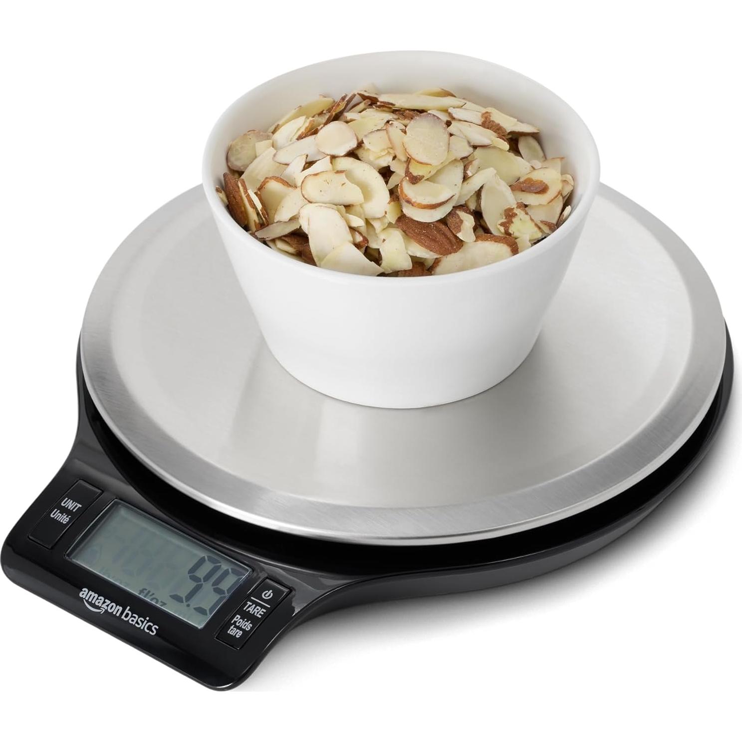 Báscula de cocina digital Amazon Basics LCD 4.99 kg acero