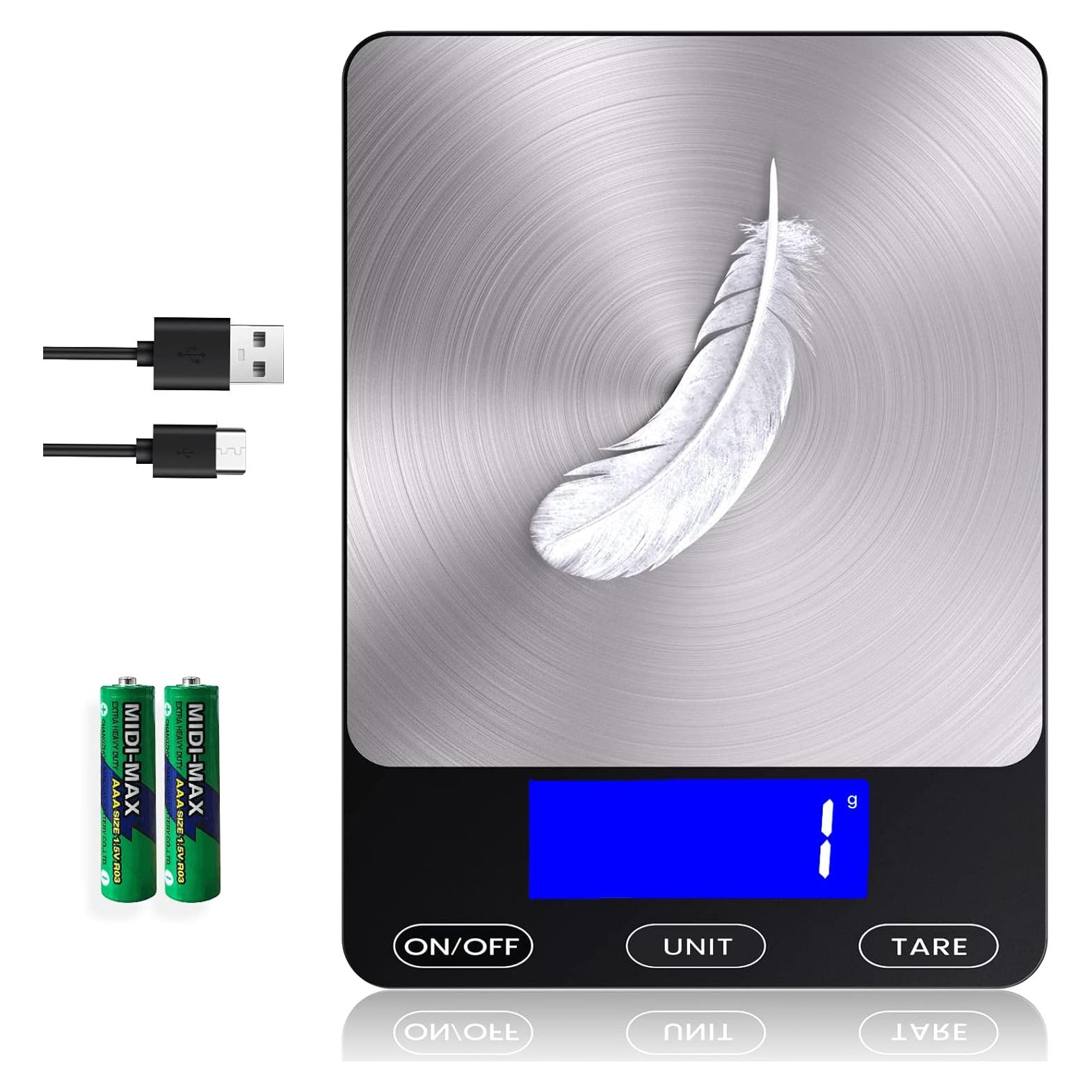 Báscula Digital de Cocina GGQ 15kg Acero Inoxidable Negra