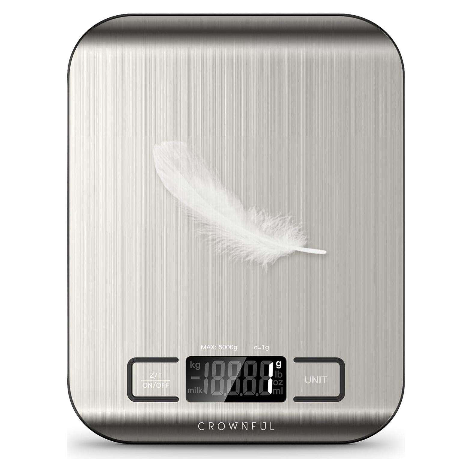 Balanza de Cocina Digital CROWNFUL 5 kg Acero Inoxidable LCD