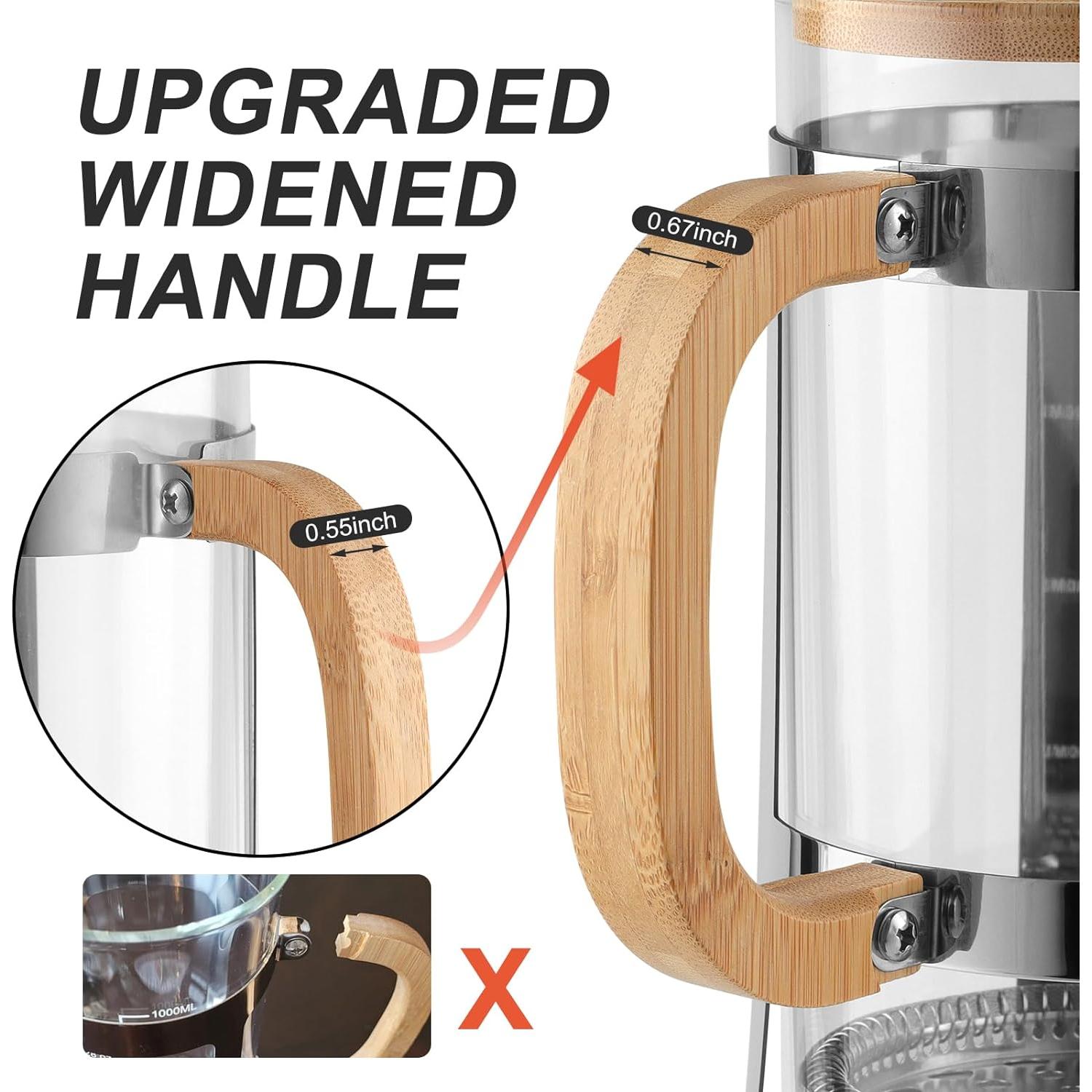 Cafetera Prensa Francesa Sivaphe 1000 ml Bambú y Acero Inoxidable