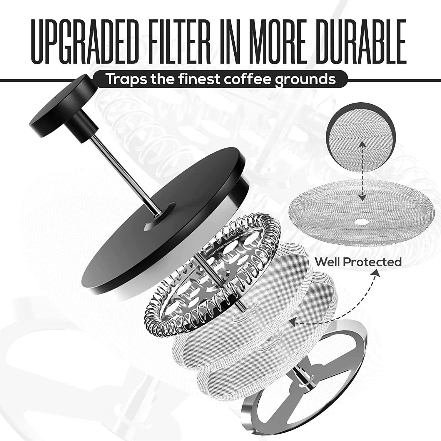 Cafetera Prensa Francesa Coffito 34oz Acero Inoxidable Negro