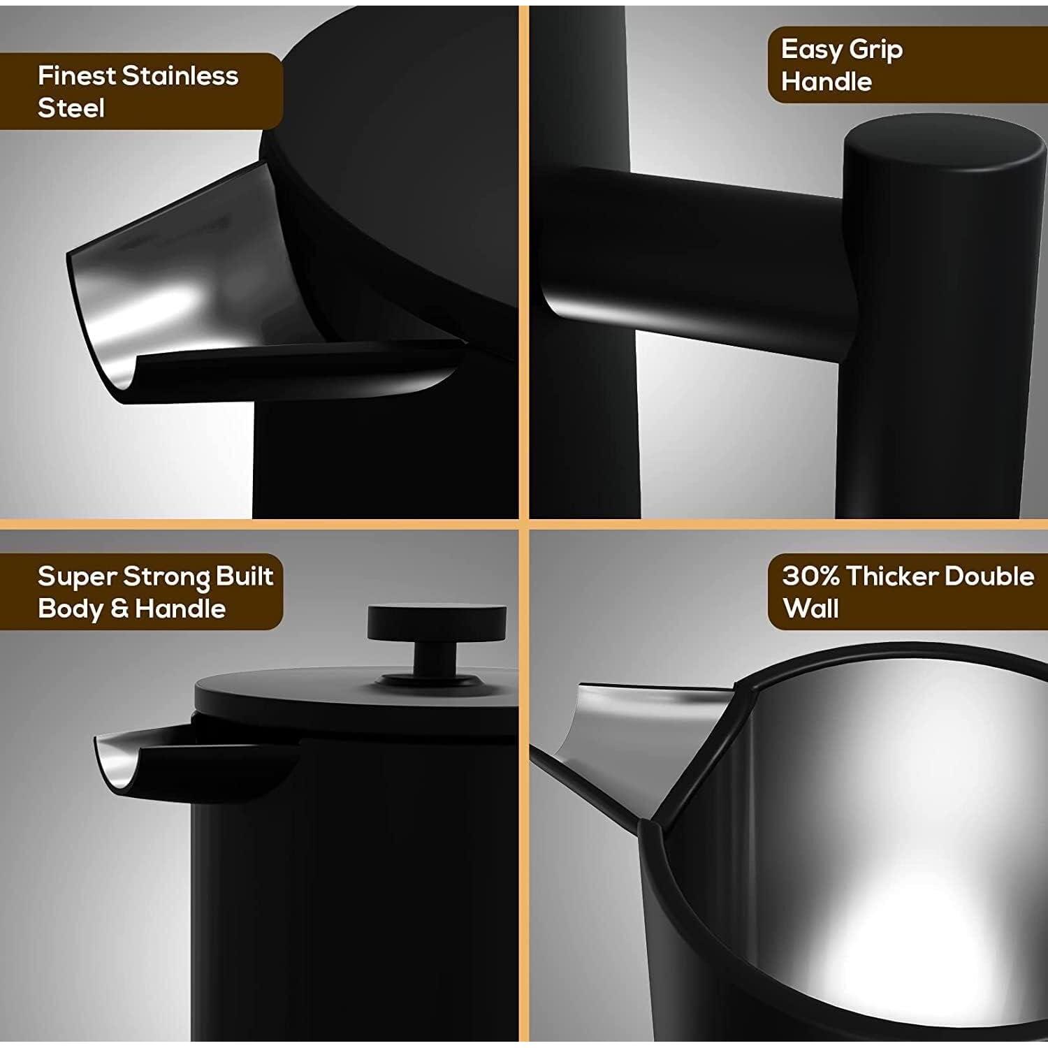 Cafetera Prensa Francesa Coffito 34oz Acero Inoxidable Negro