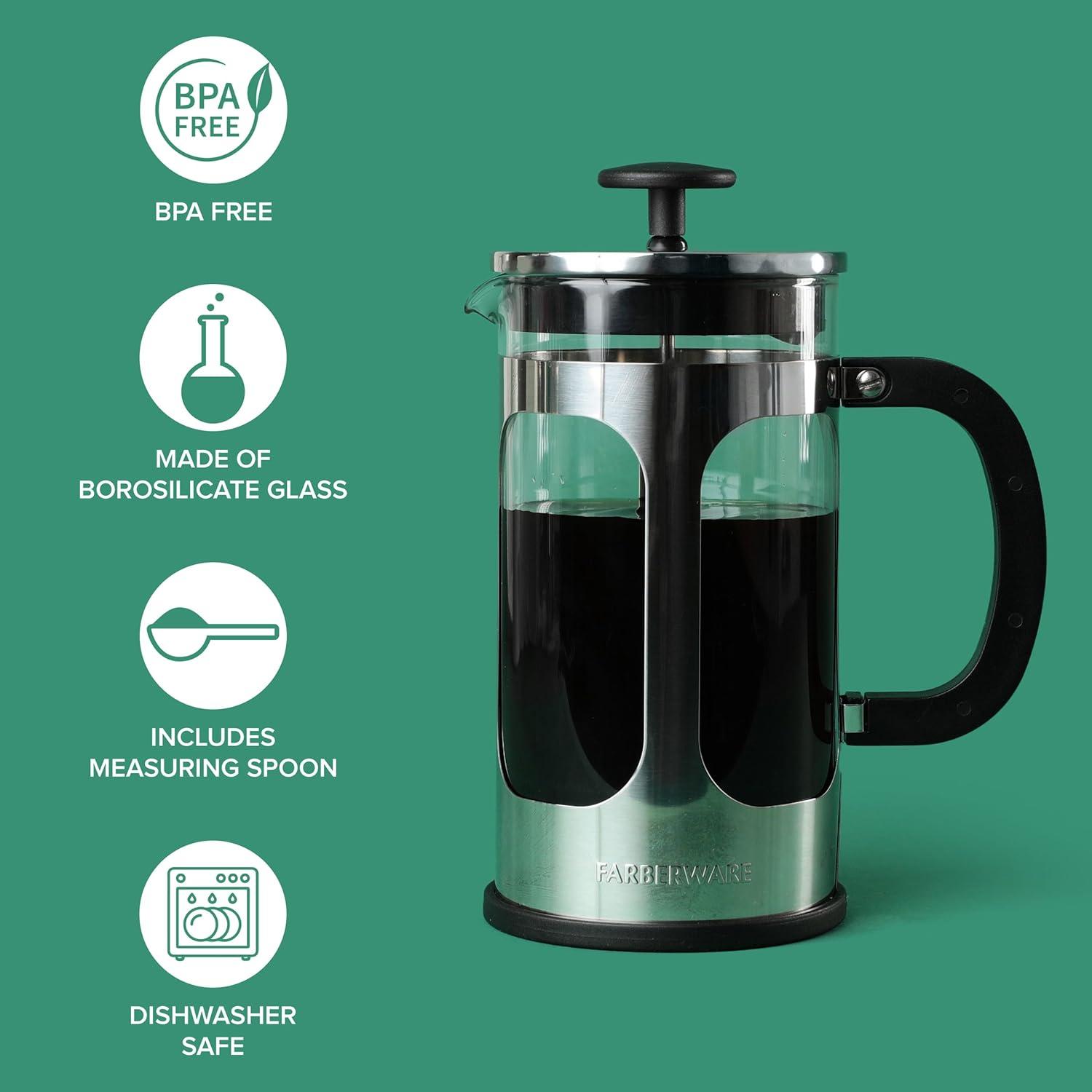 Cafetera Prensa Francesa Farberware Acero Inoxidable 8 Tazas