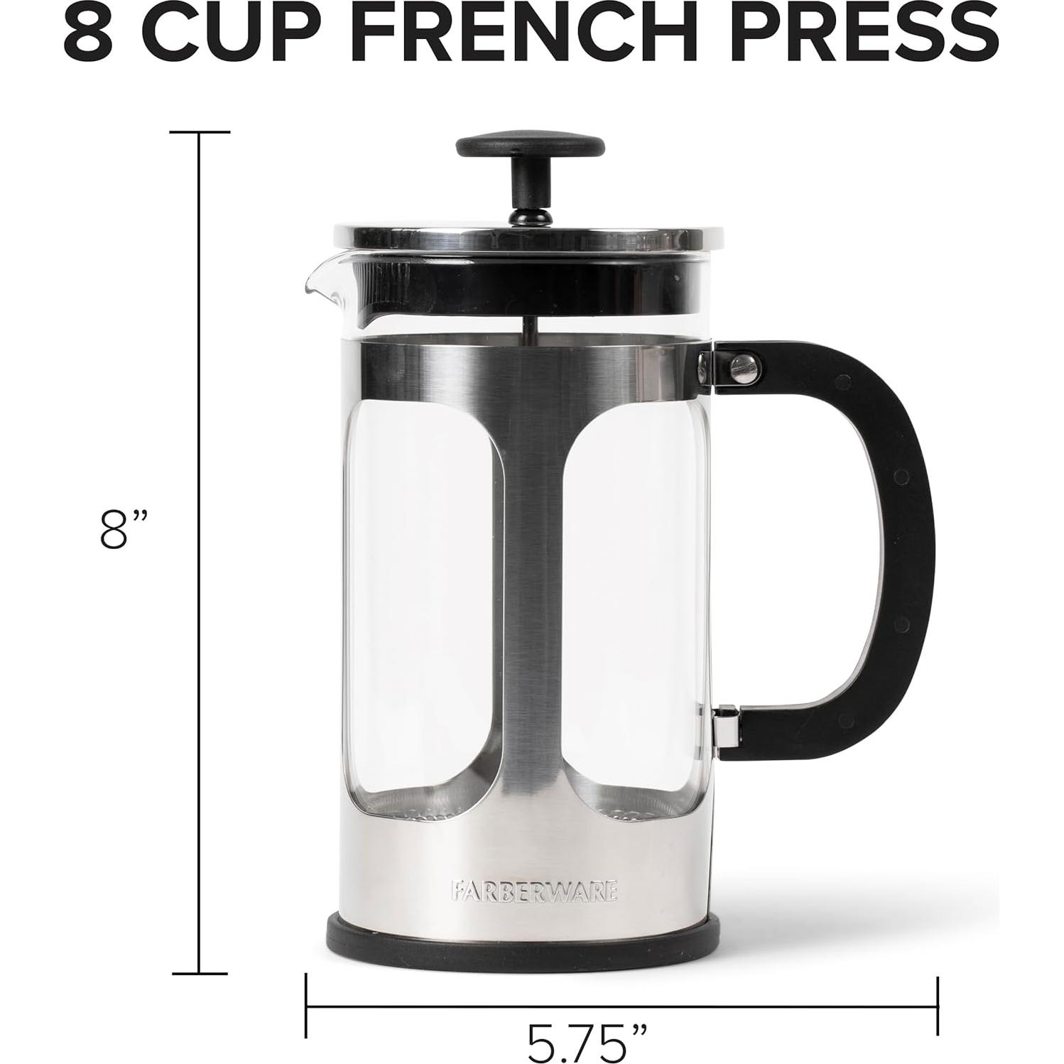 Cafetera Prensa Francesa Farberware Acero Inoxidable 8 Tazas