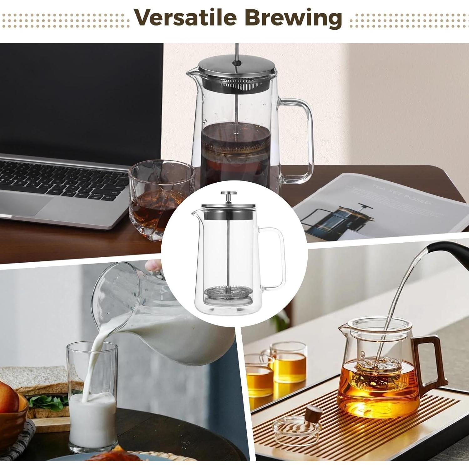 Prensa Cafetera Francesa Anjetan 1000 ml Vidrio Aislado