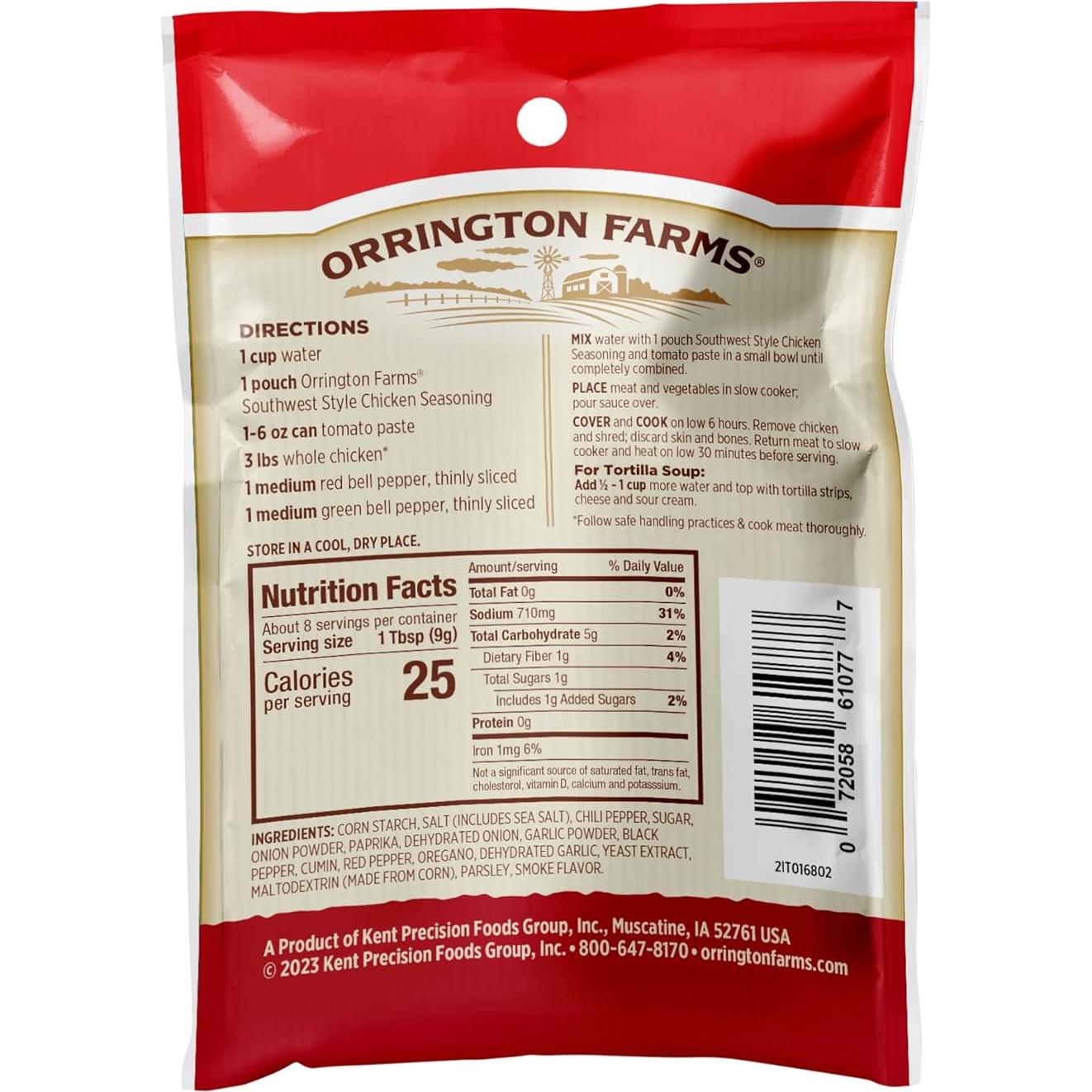 Sazonador de Pollo Estilo Suroeste Orrington Farms 12 Unidades