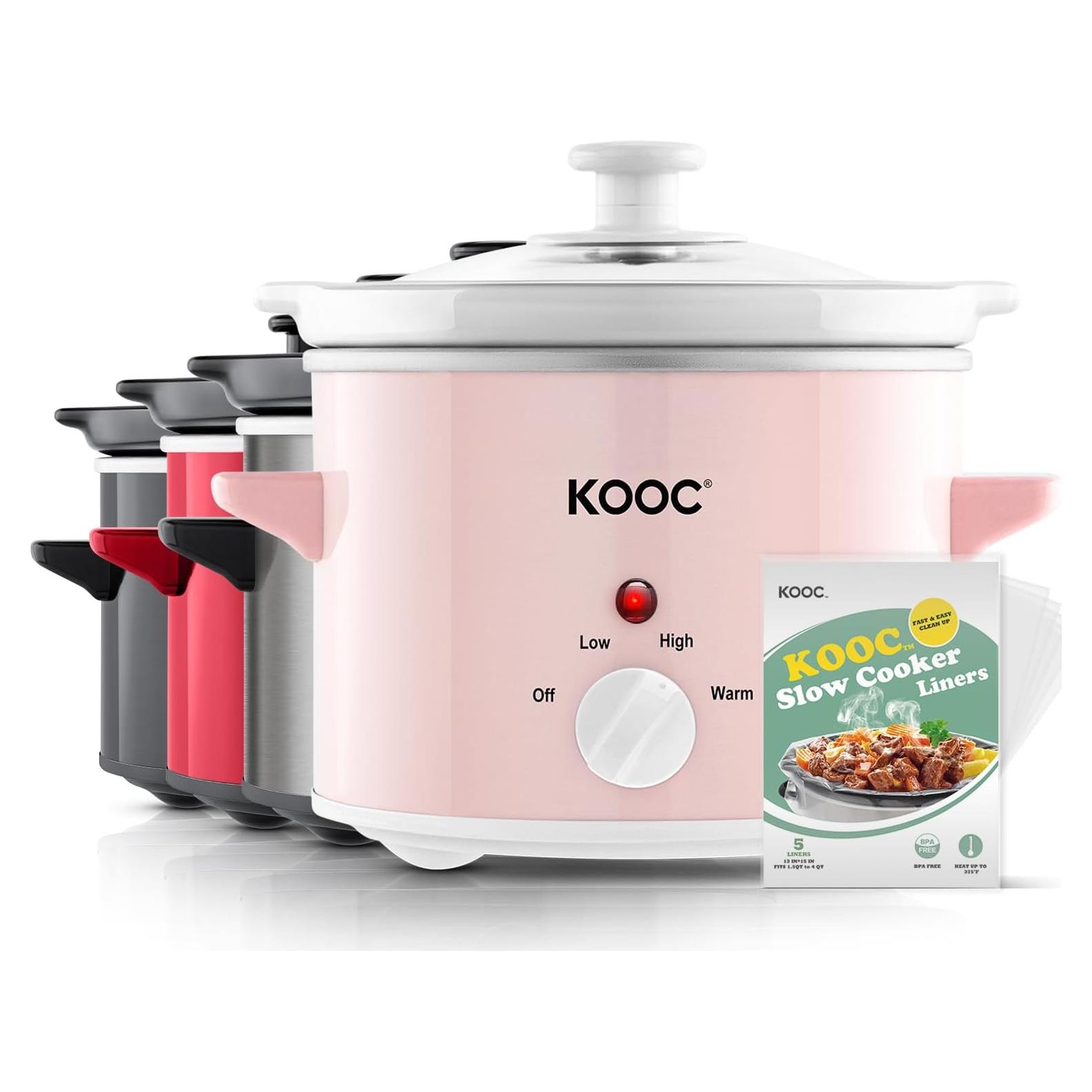 Olla de Cocción Lenta KOOC 2QT Rosa con Forros Incluidos