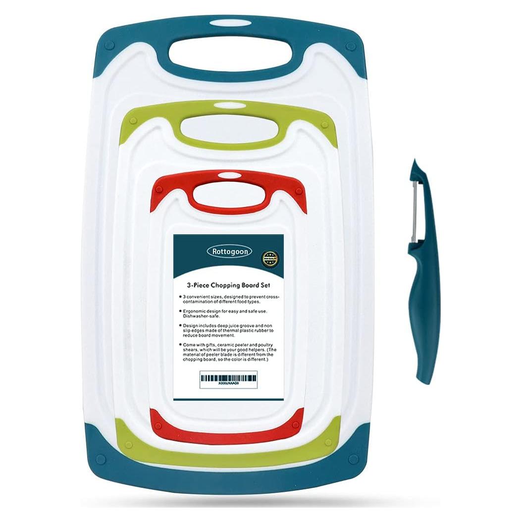 Juego de 4 Tablas de Cortar Antideslizantes ROTTOGOON Verde