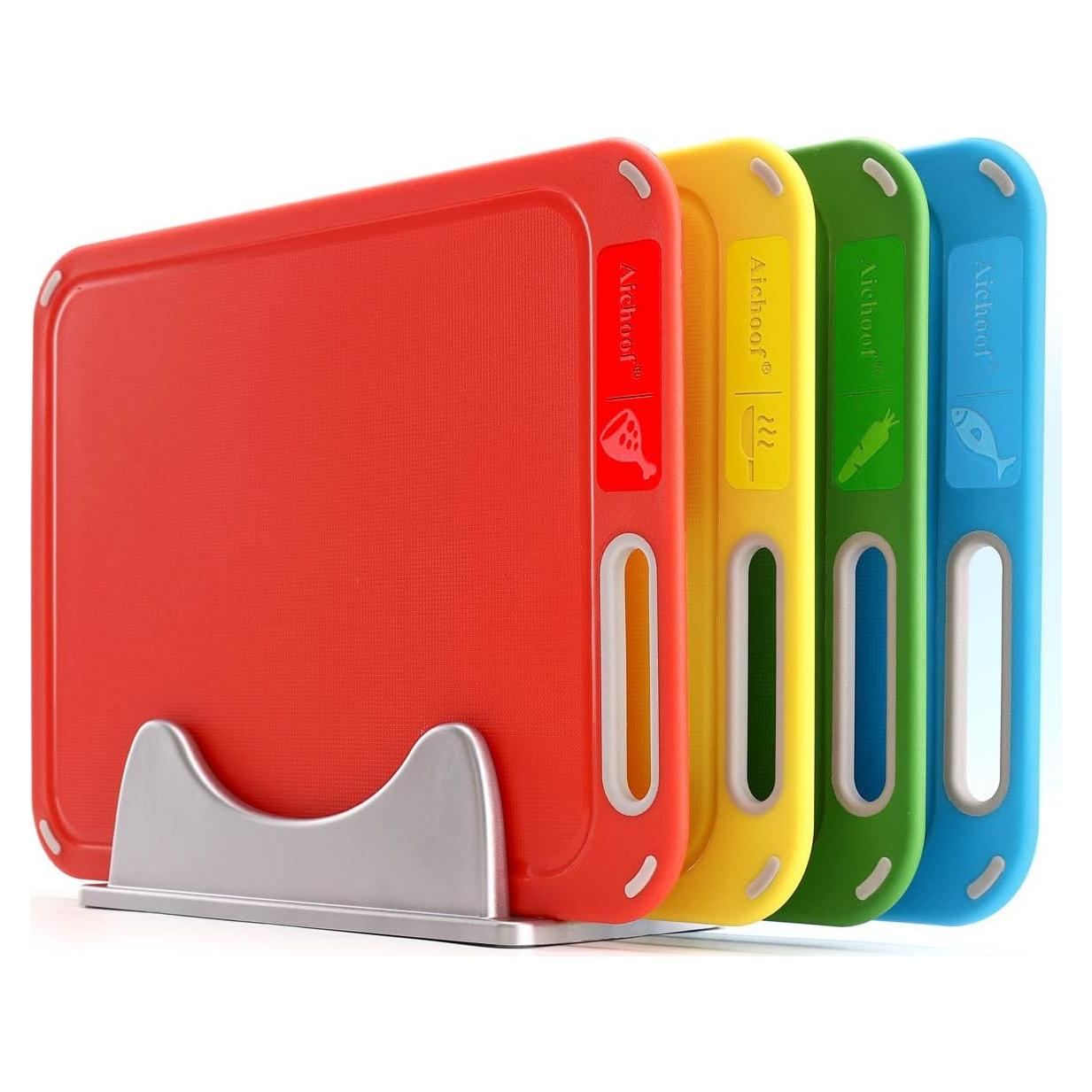 Juego de 4 Tablas de Cortar Aichoof con Soporte Antideslizante