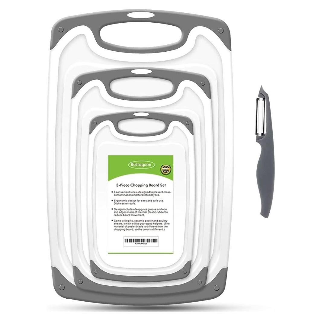 Juego de 4 Tablas de Cortar Antideslizantes ROTTOGOON - Gris