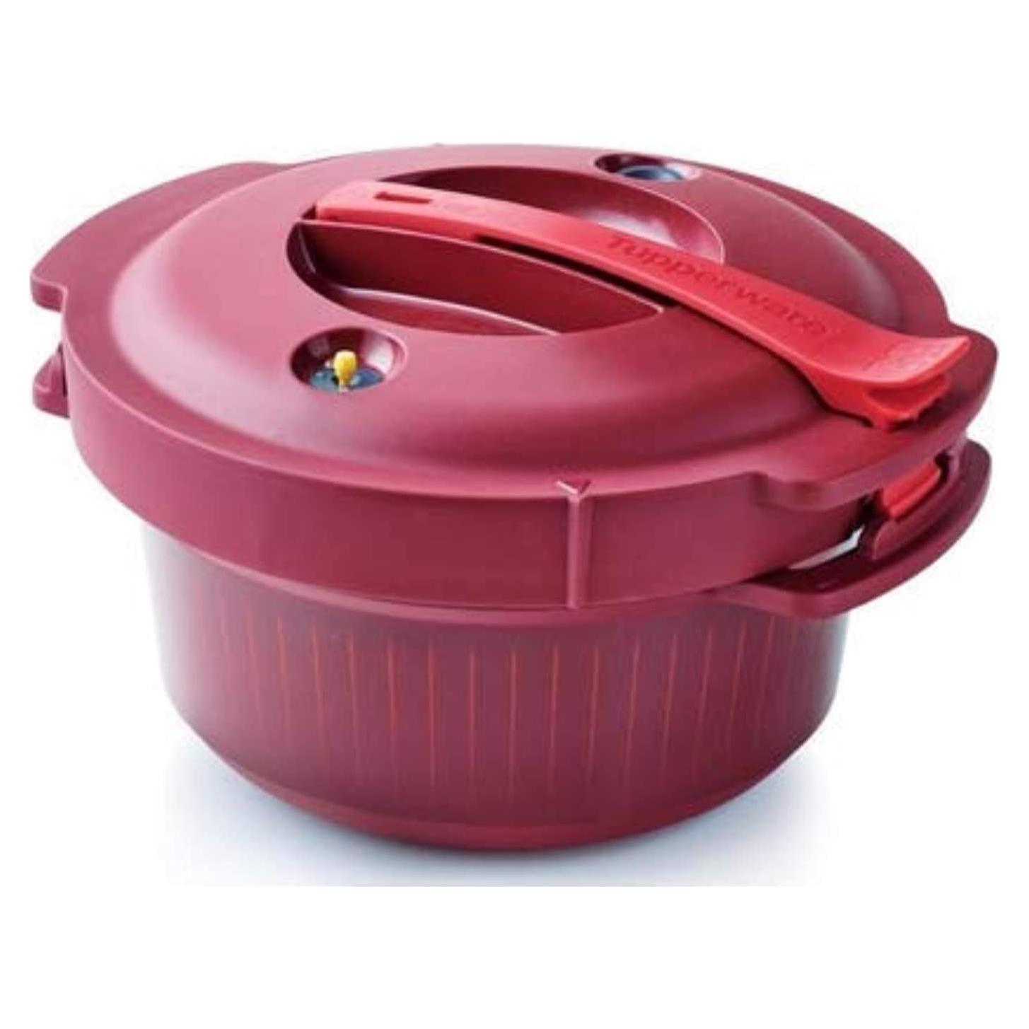 Olla a presión microondas Tupperware 1.89L roja burdeos