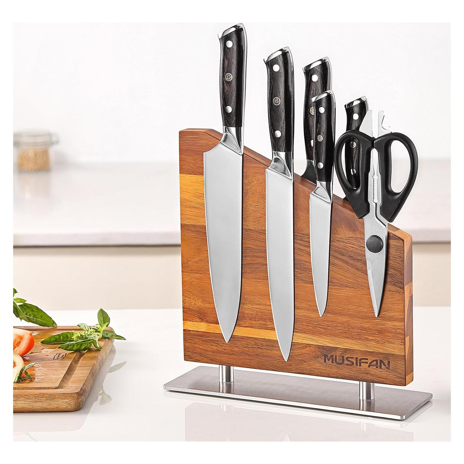 Soporte Magnético para Cuchillos Musifan de Acacia 26.67x25.4cm